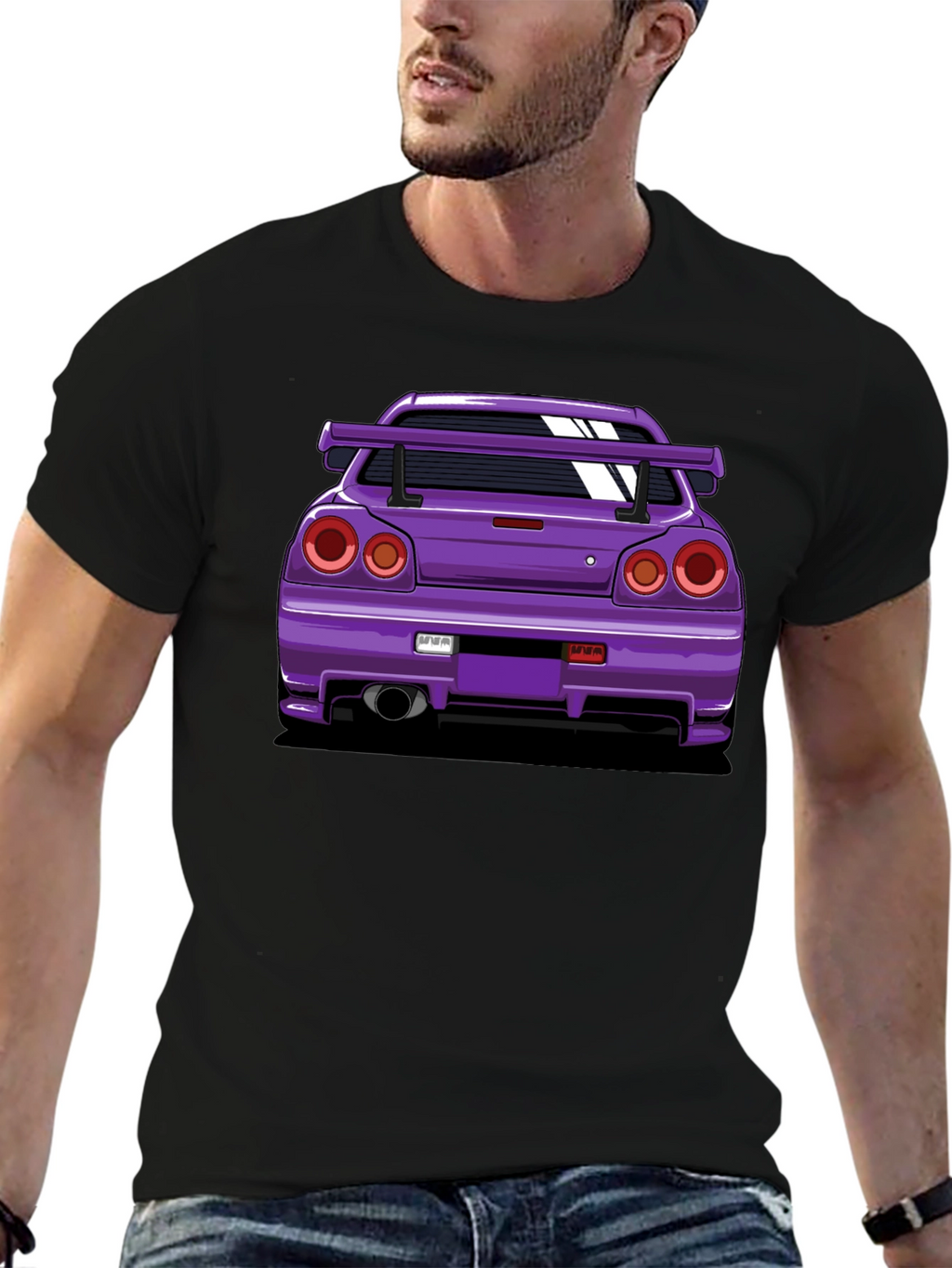 Purple Car Graphic Tee - Black T-Shirt