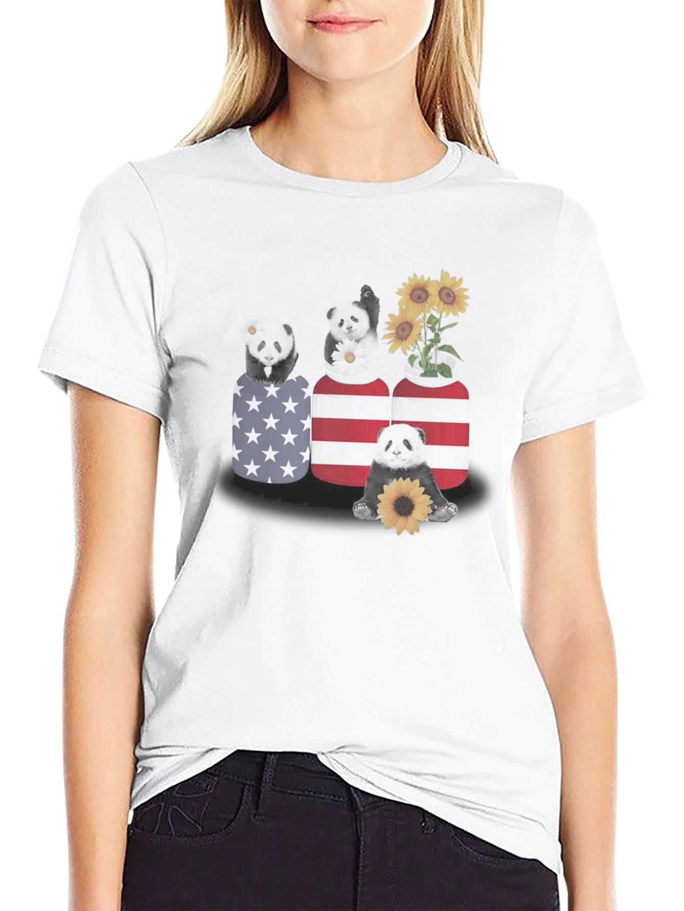 Panda in Pocket T-Shirt - Sunflower Design