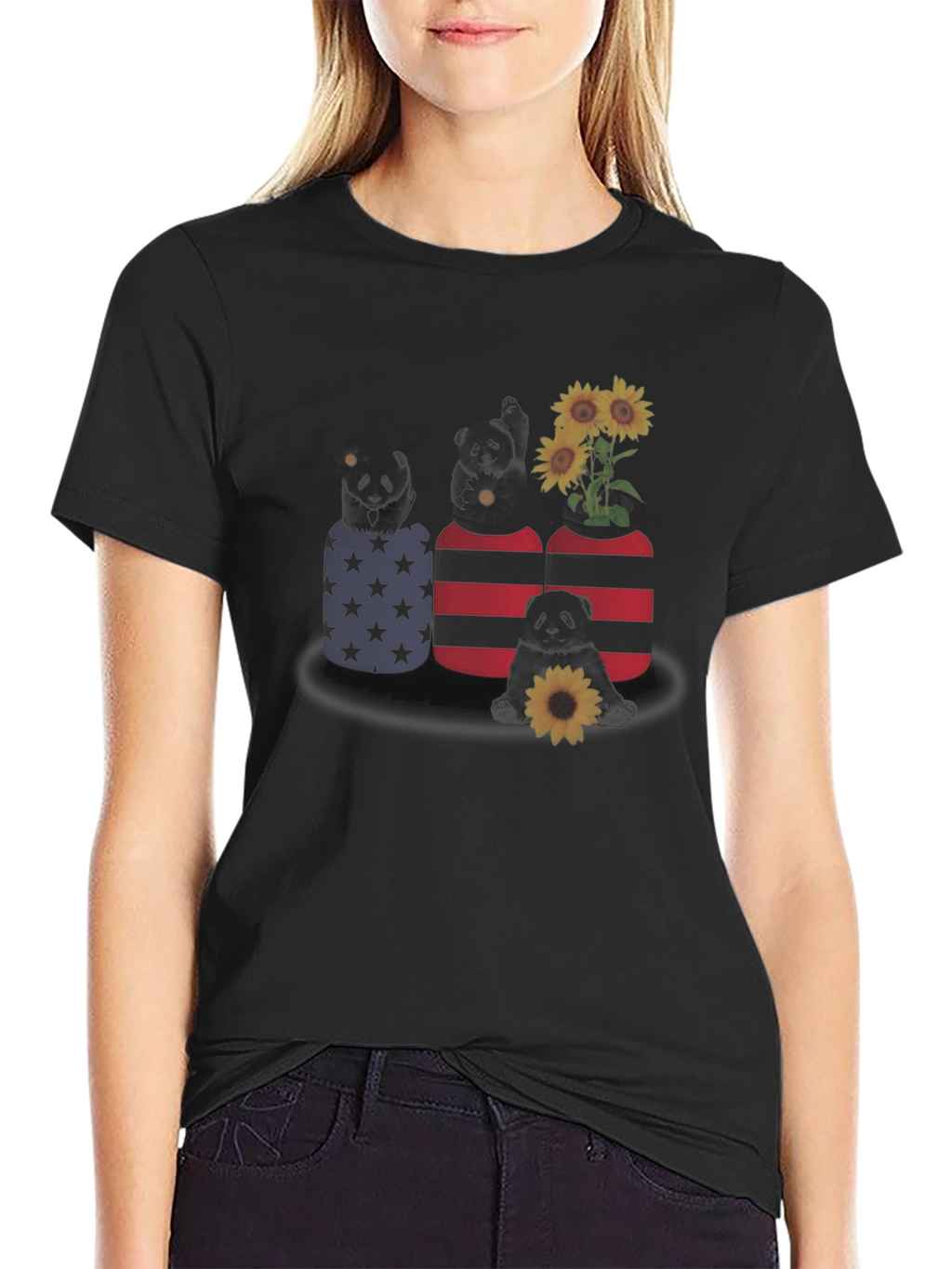 Panda in Pocket T-Shirt - Sunflower Design
