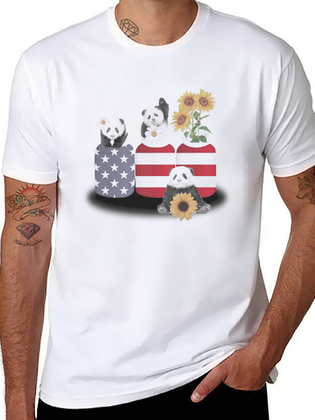 Panda in Pocket T-Shirt - Sunflower Design