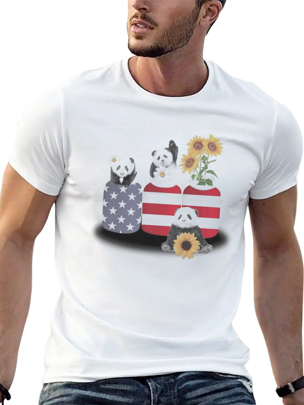 Panda in Pocket T-Shirt - Sunflower Design