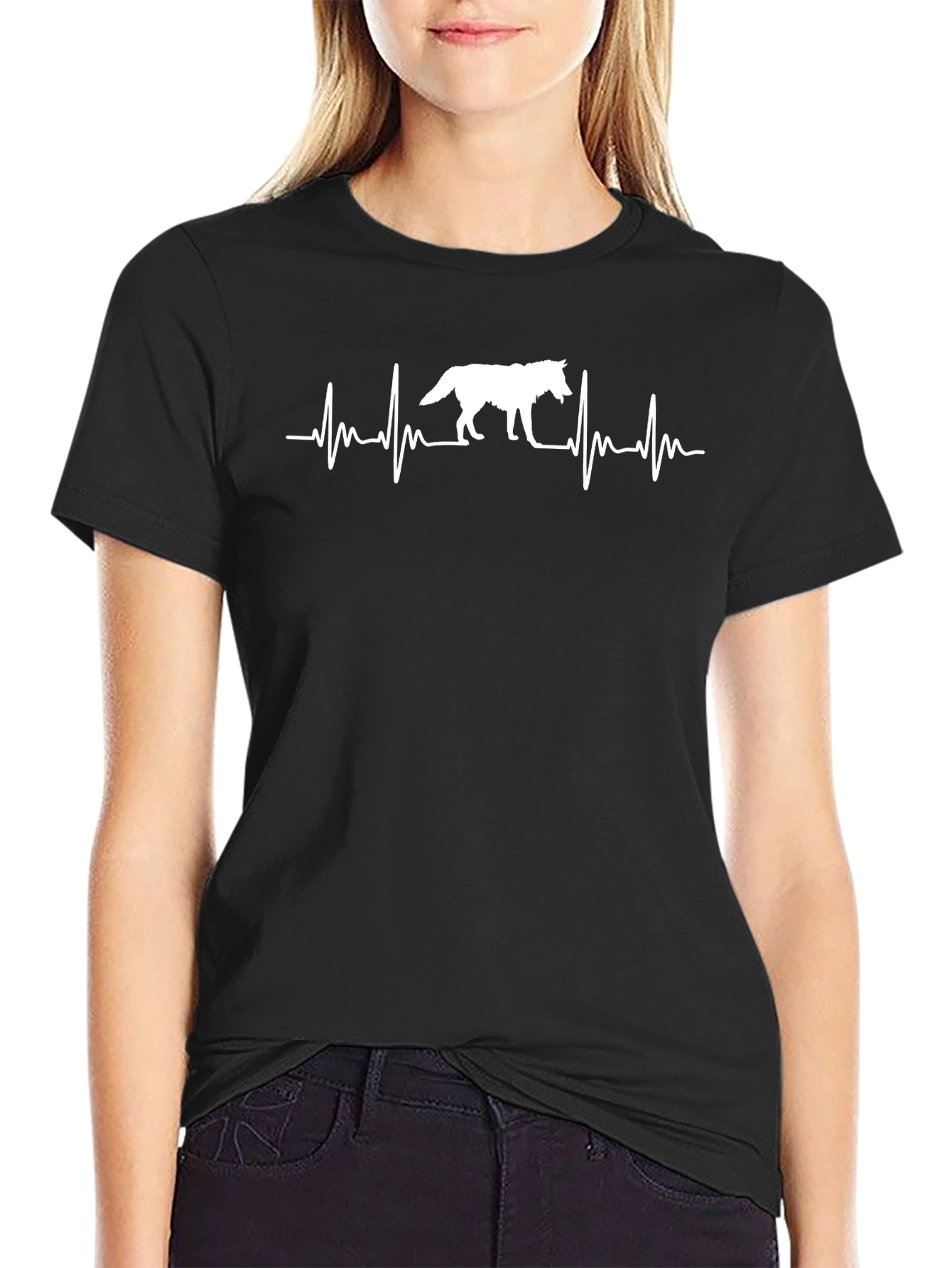 Wolf Heartbeat Graphic Tee - Black Unisex T-Shirt