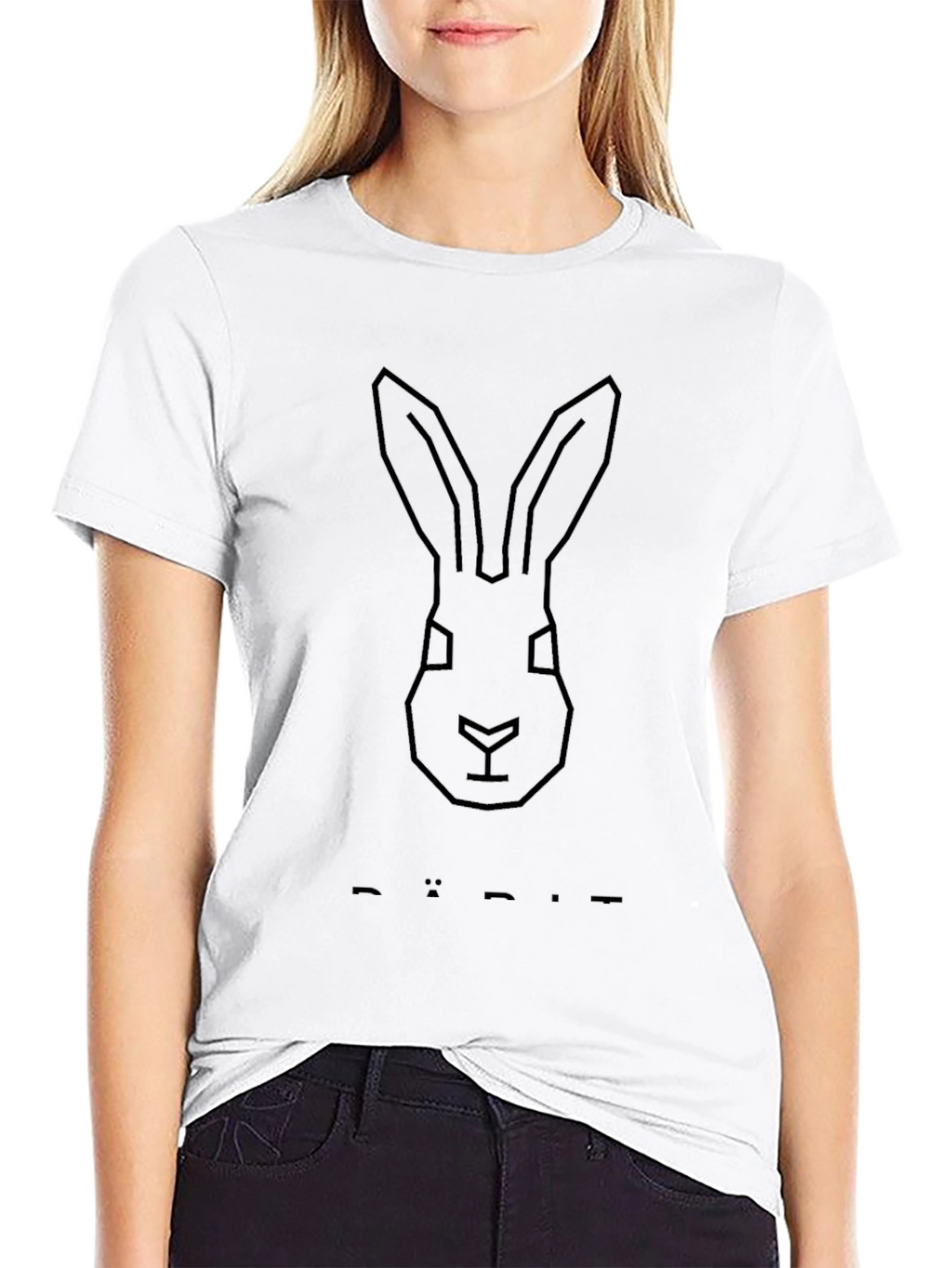 Geometric Rabbit Head Black T-Shirt