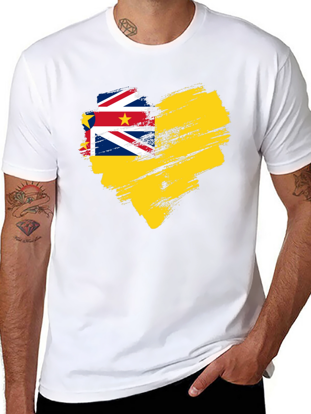 Niue Flag Heart T-Shirt - Black