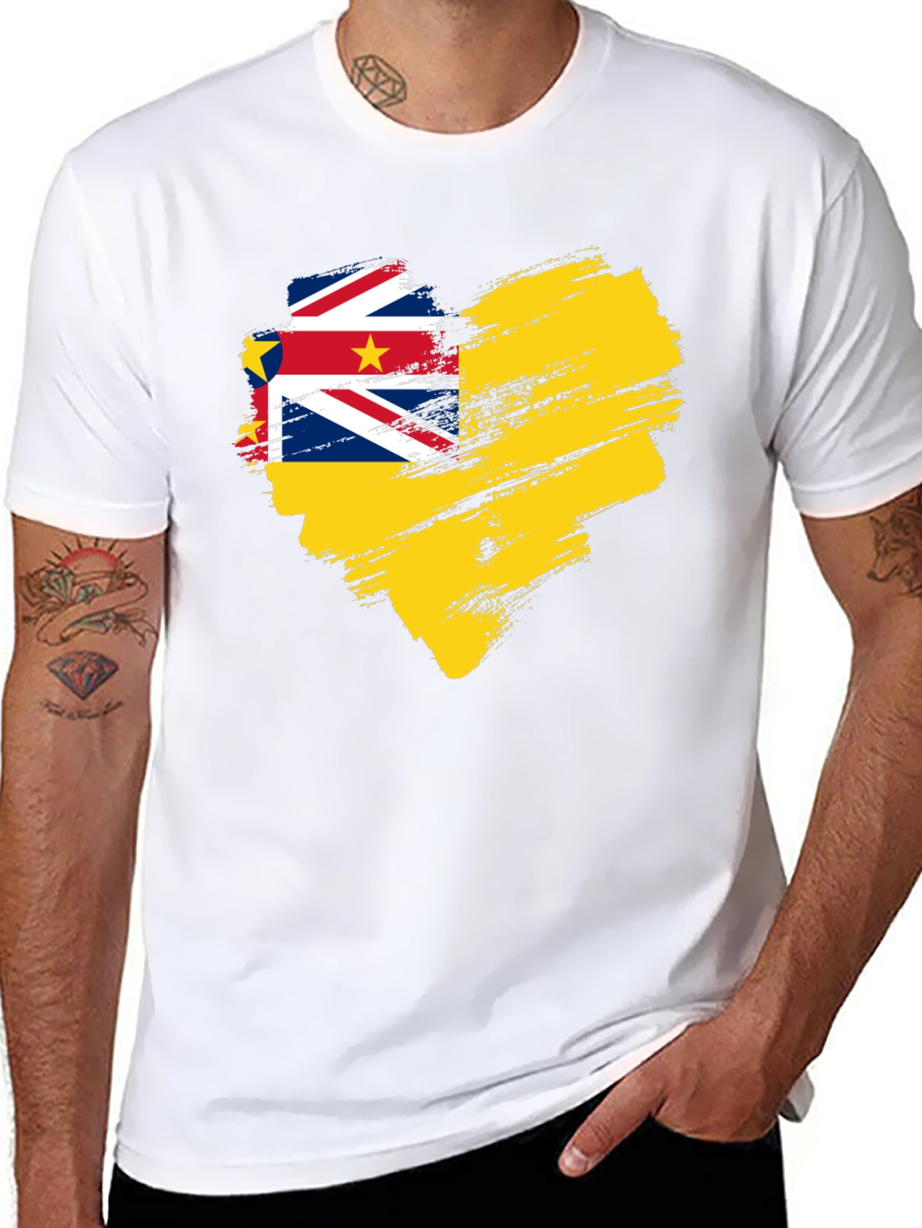 Niue Flag Heart T-Shirt - Black