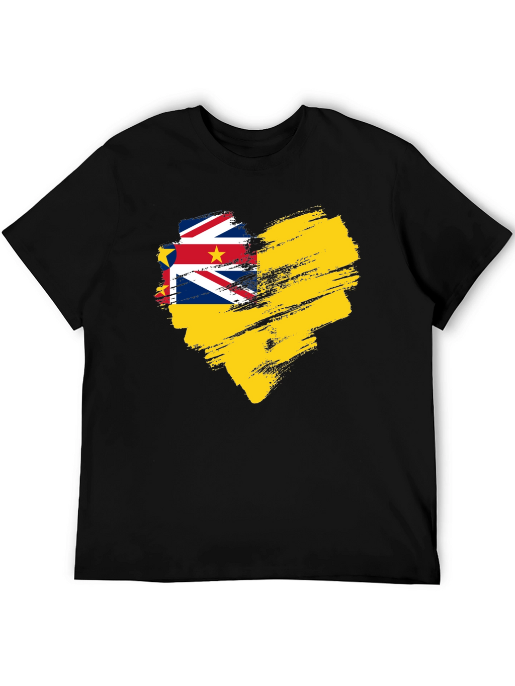 Niue Flag Heart T-Shirt - Black