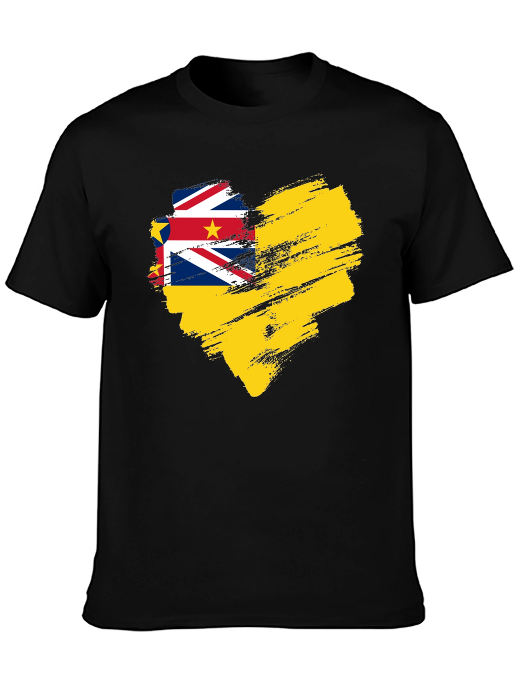 Niue Flag Heart T-Shirt - Black