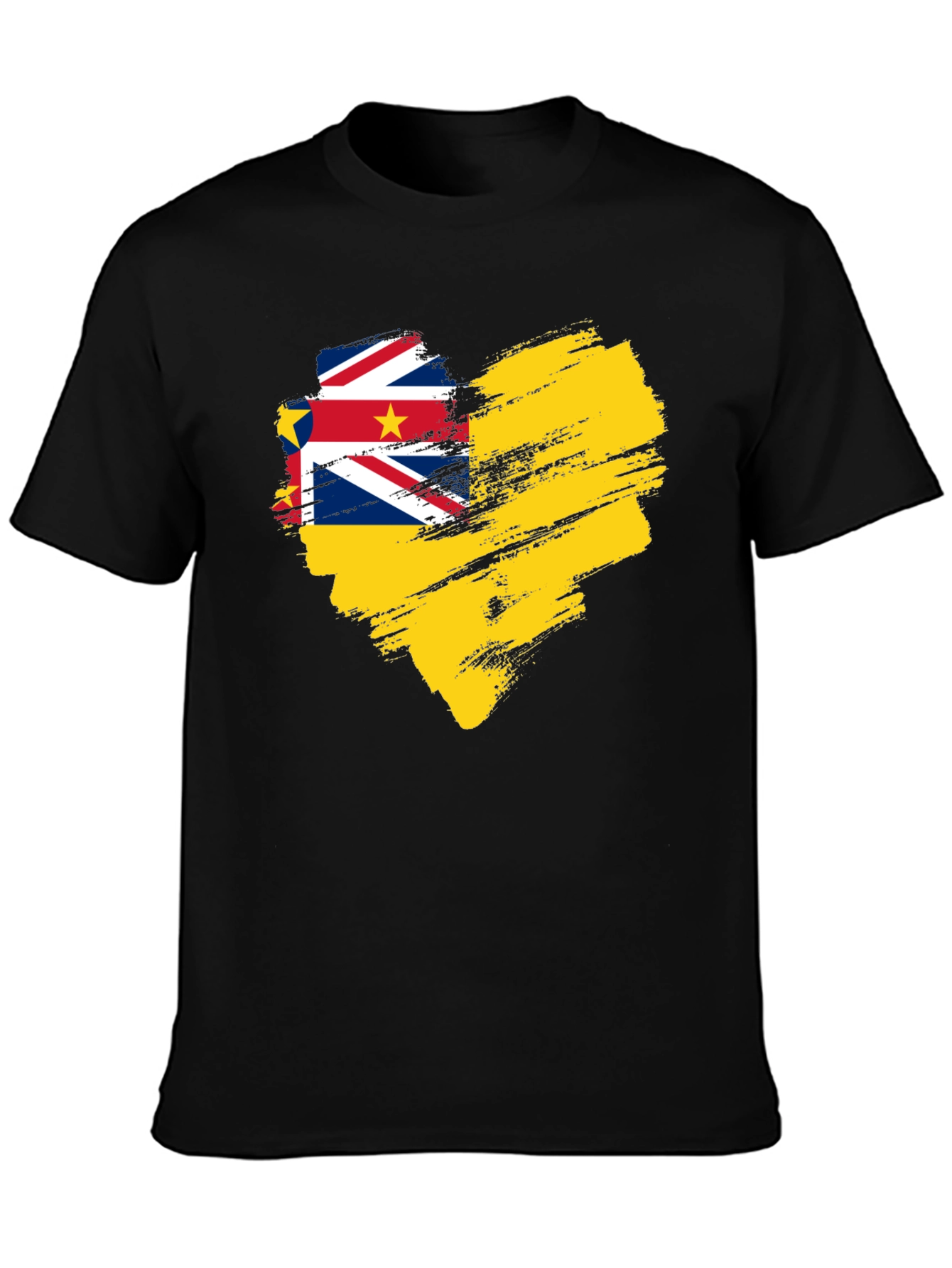 Niue Flag Heart T-Shirt - Black