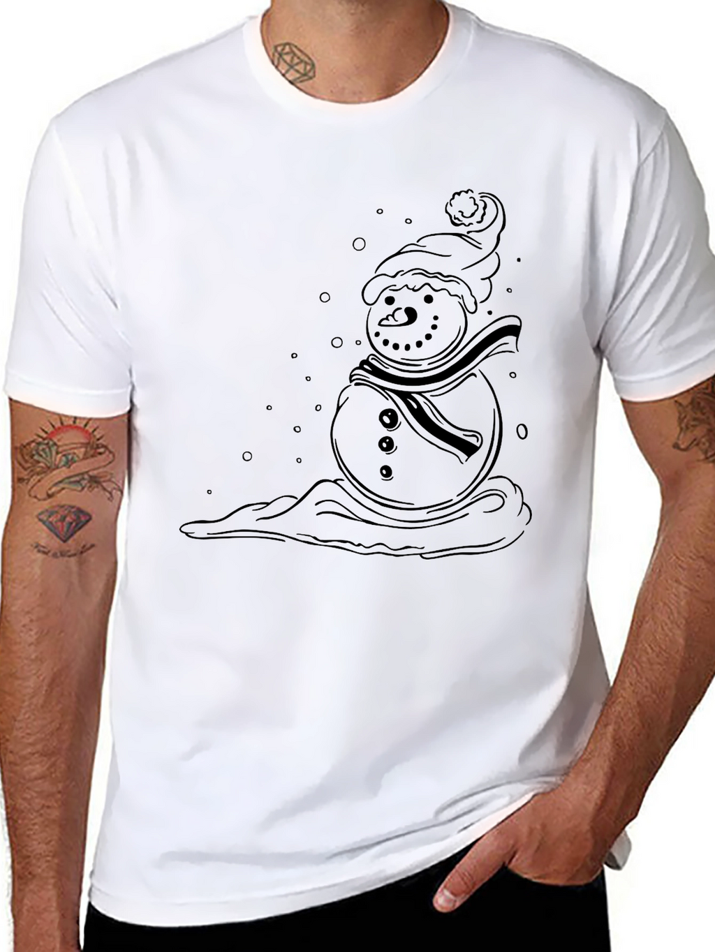 Snowman Graphic Black T-Shirt