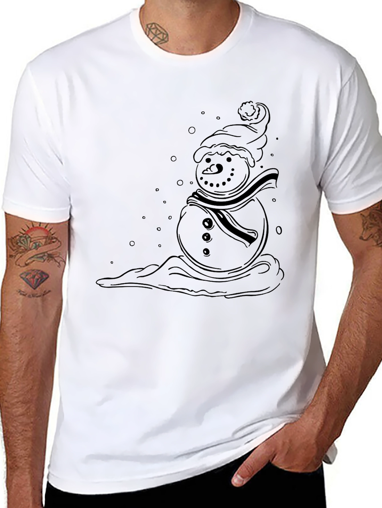 Snowman Graphic Black T-Shirt