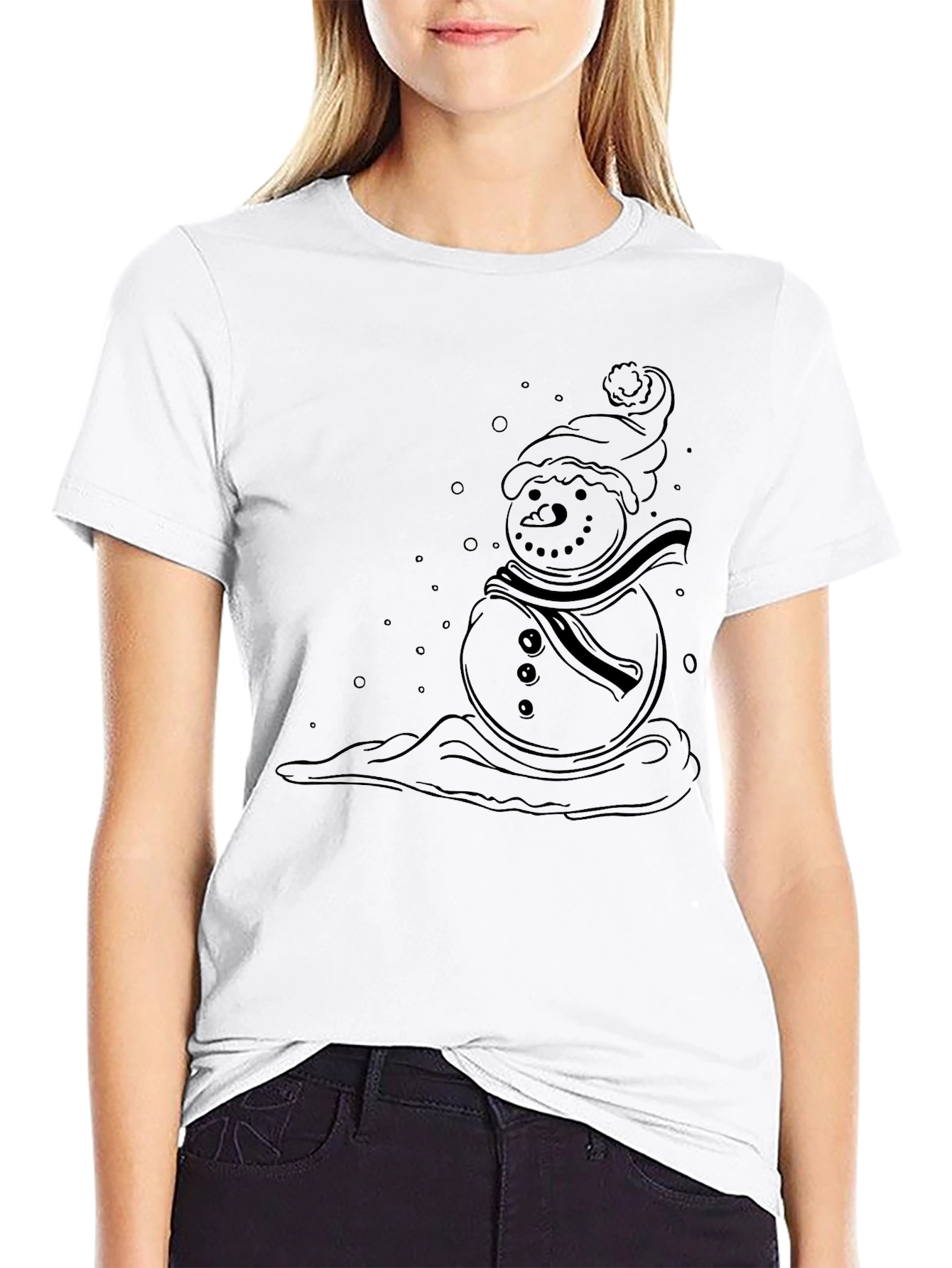 Snowman Graphic Black T-Shirt