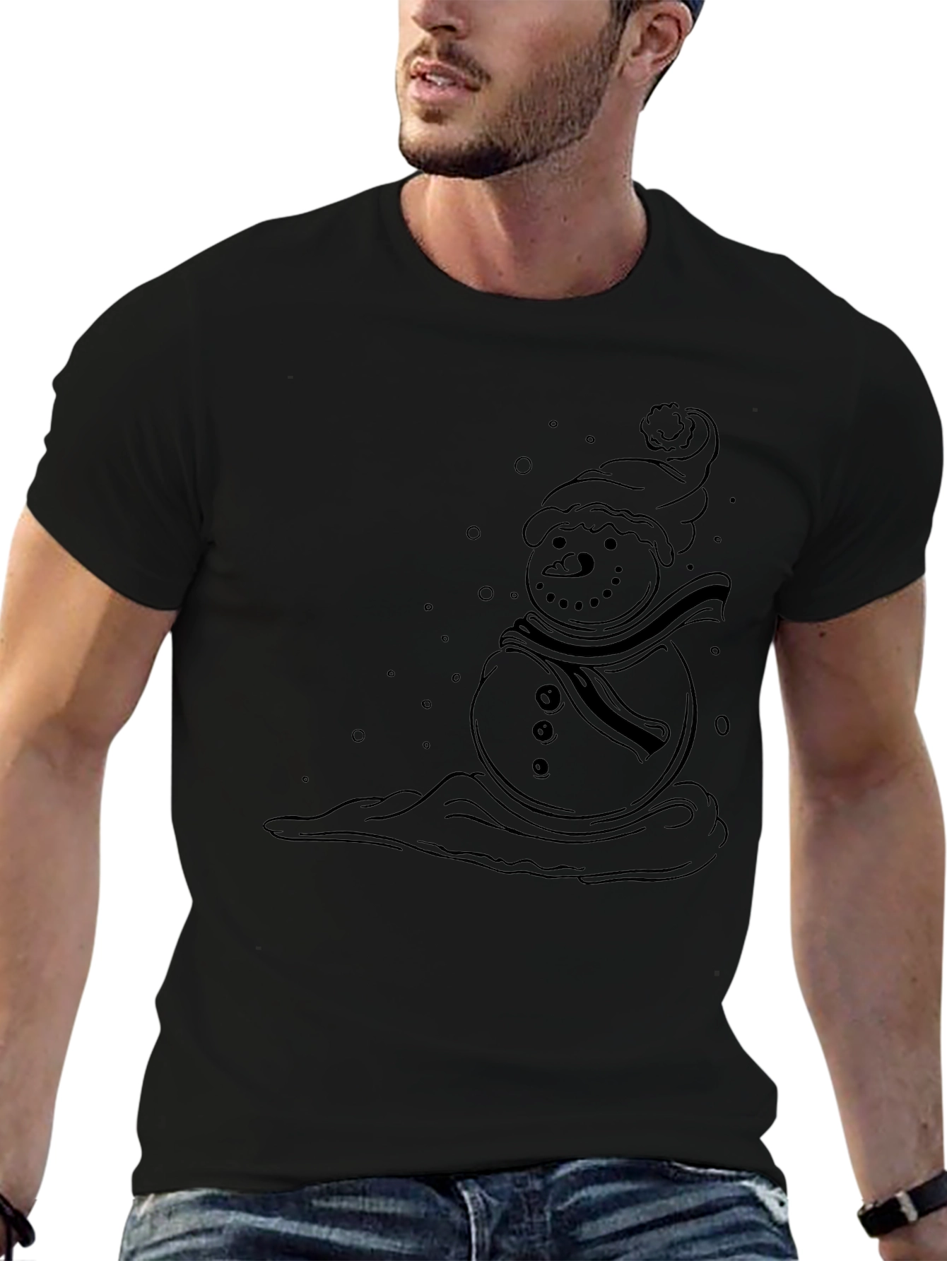 Snowman Graphic Black T-Shirt