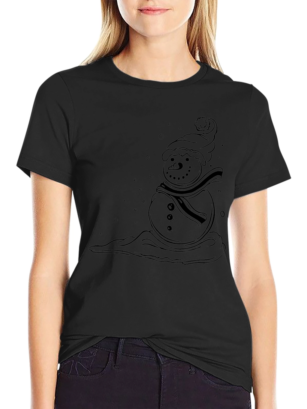 Snowman Graphic Black T-Shirt