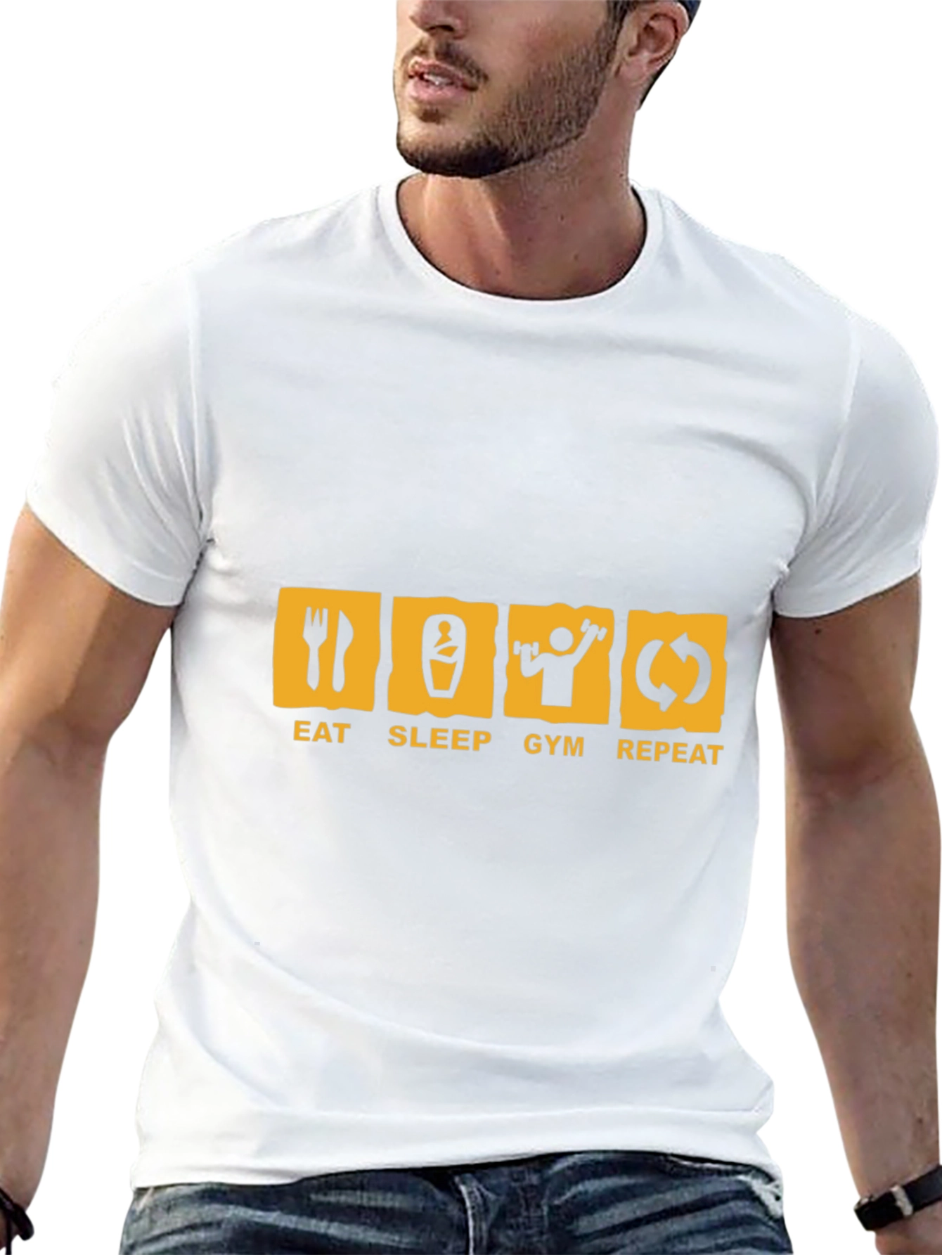 Eat Sleep Gym Repeat Black Graphic Tee