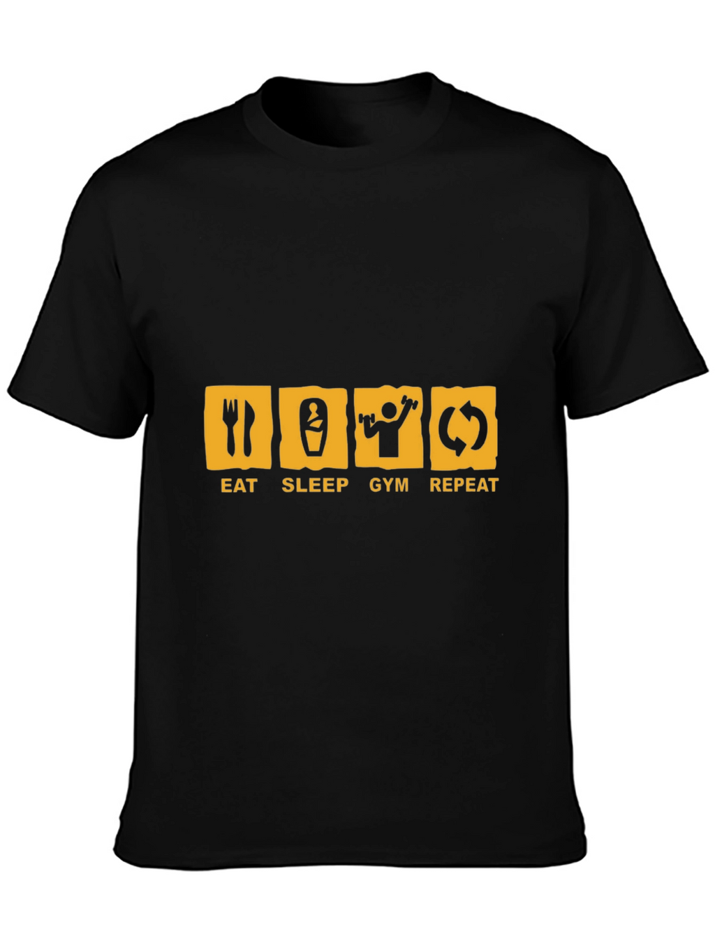 Eat Sleep Gym Repeat Black Graphic Tee