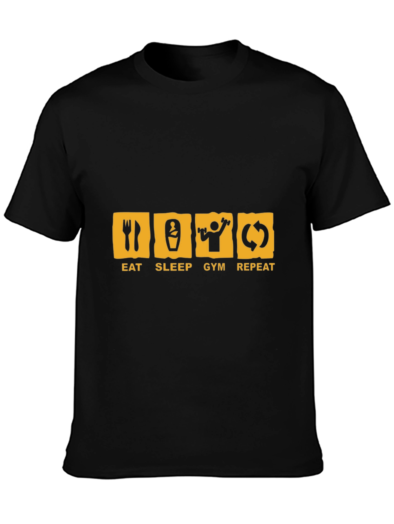 Eat Sleep Gym Repeat Black Graphic Tee