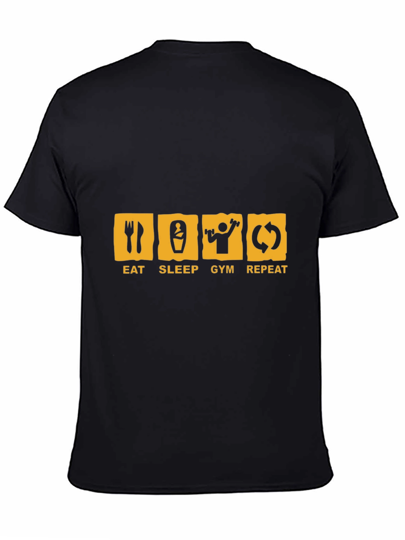 Eat Sleep Gym Repeat Black Graphic Tee