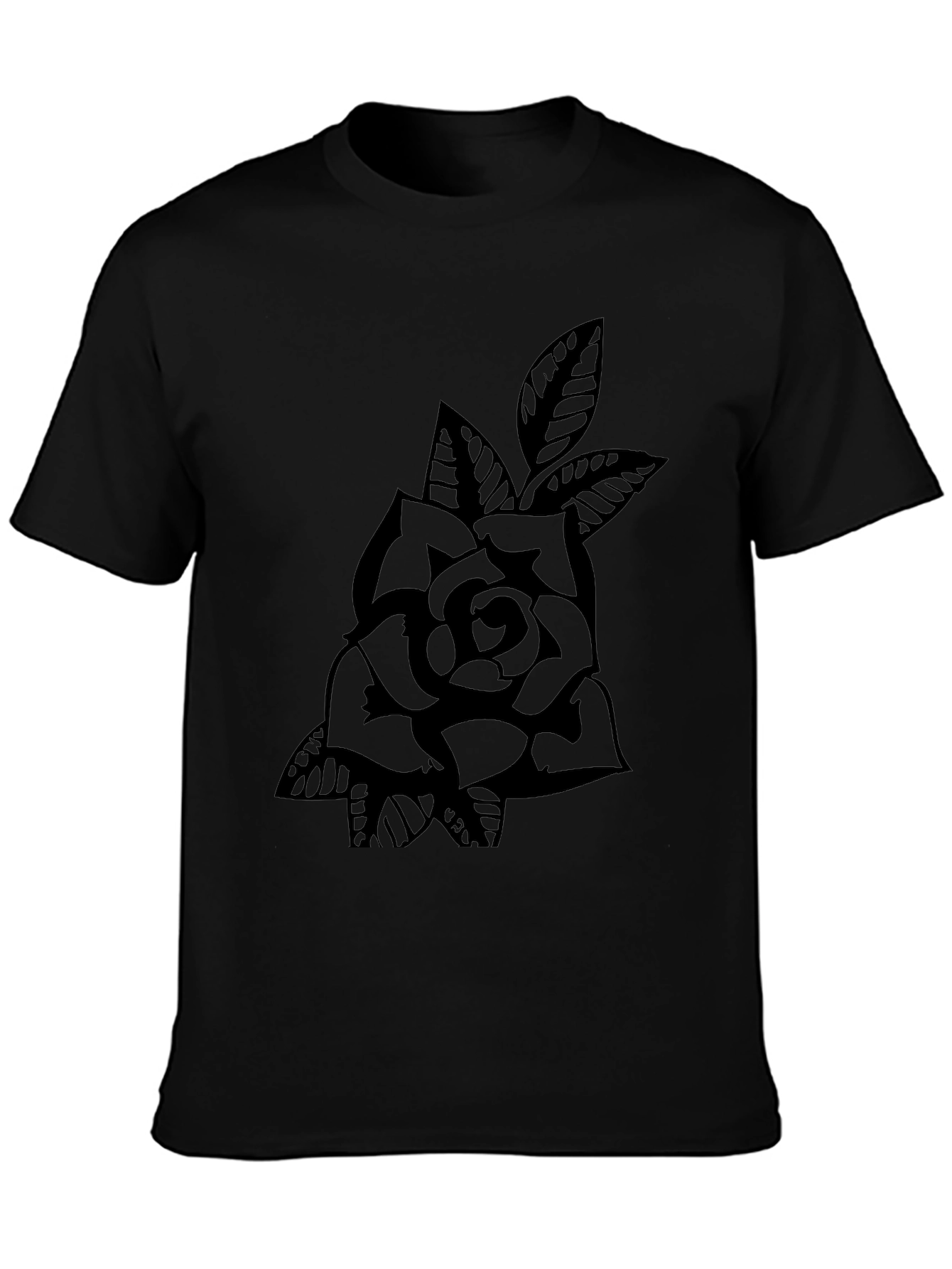 Rose Graphic Black T-Shirt - Classic Tattoo Style