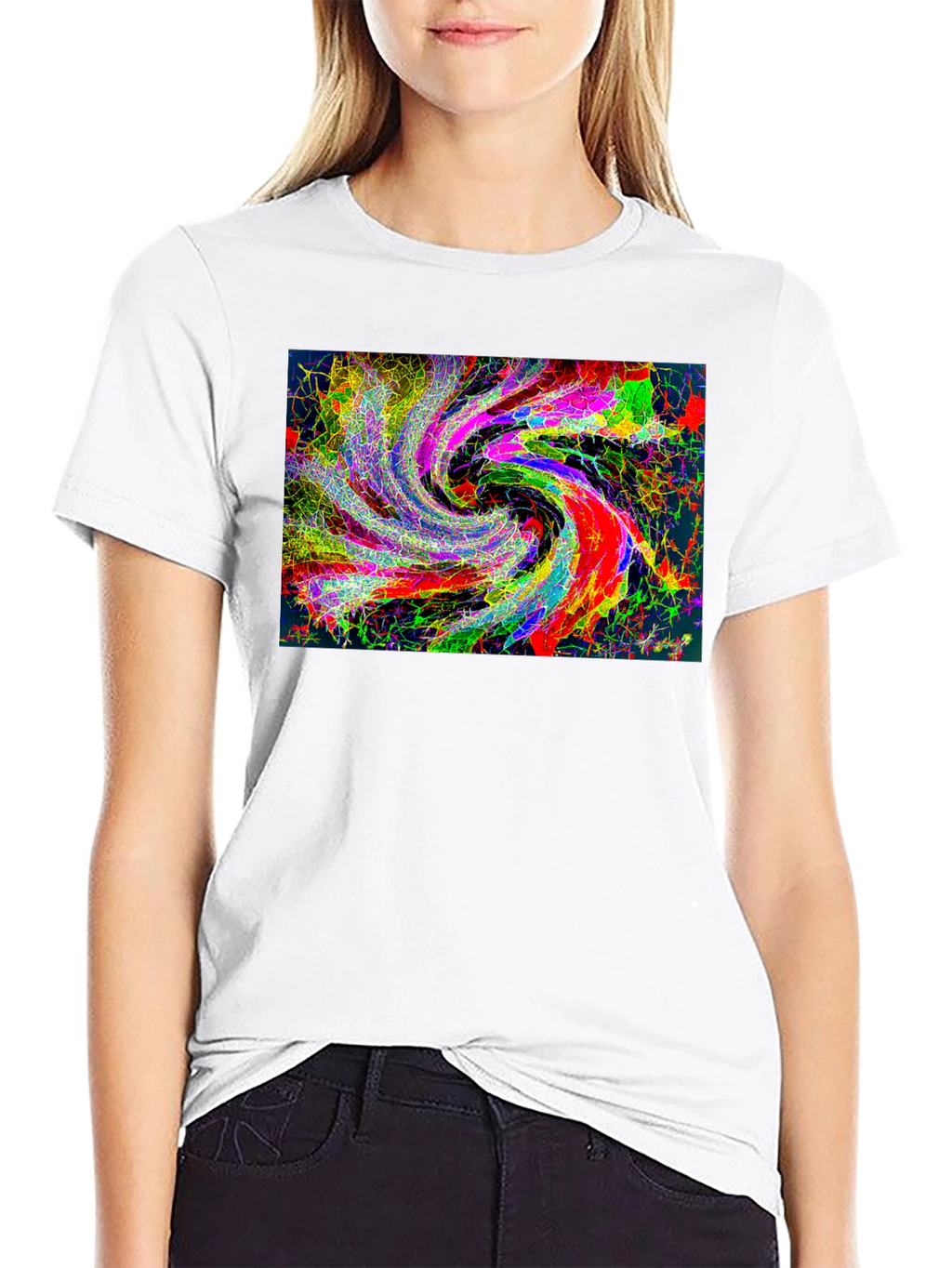 Abstract Swirl Graphic Black T-Shirt