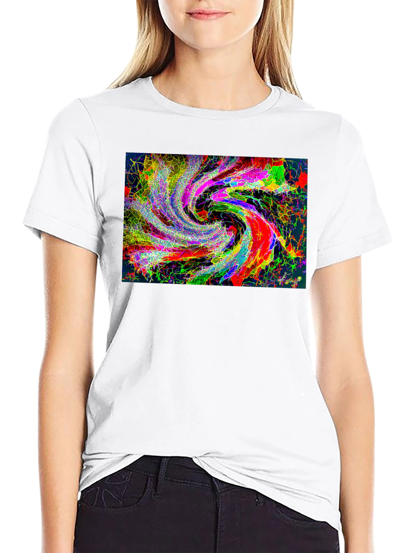 Abstract Swirl Graphic Black T-Shirt