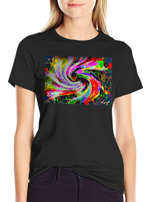 Abstract Swirl Graphic Black T-Shirt