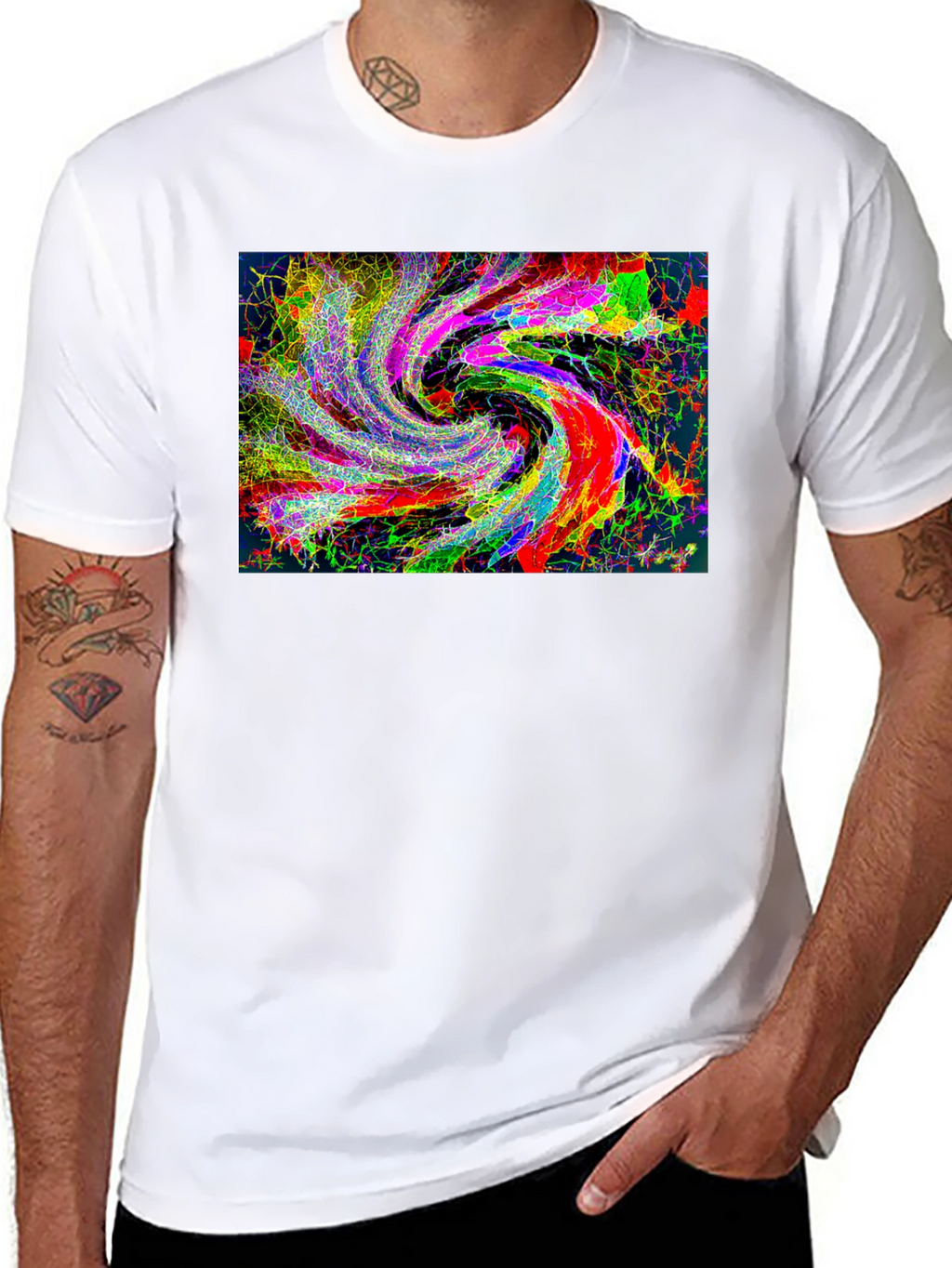 Abstract Swirl Graphic Black T-Shirt