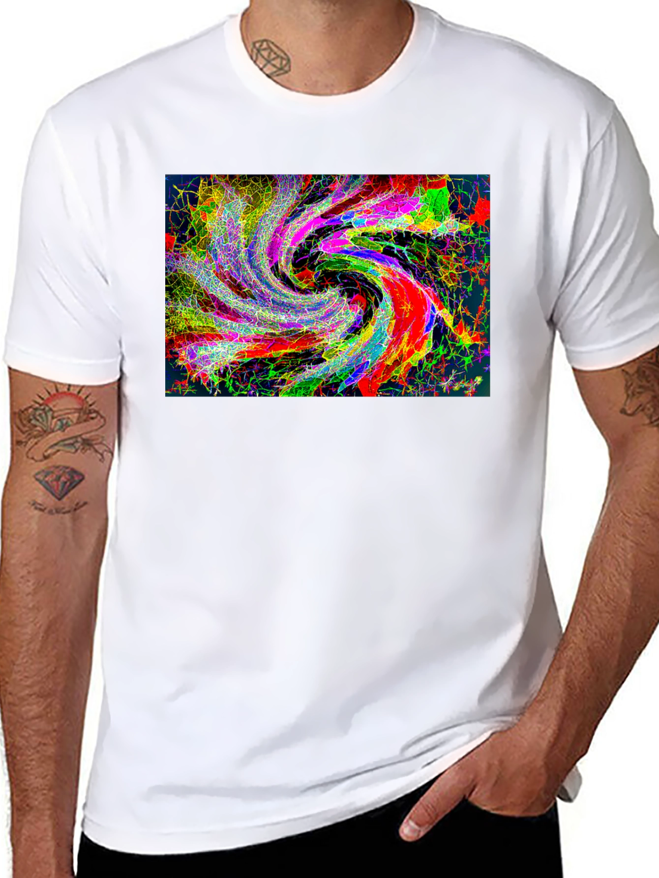 Abstract Swirl Graphic Black T-Shirt