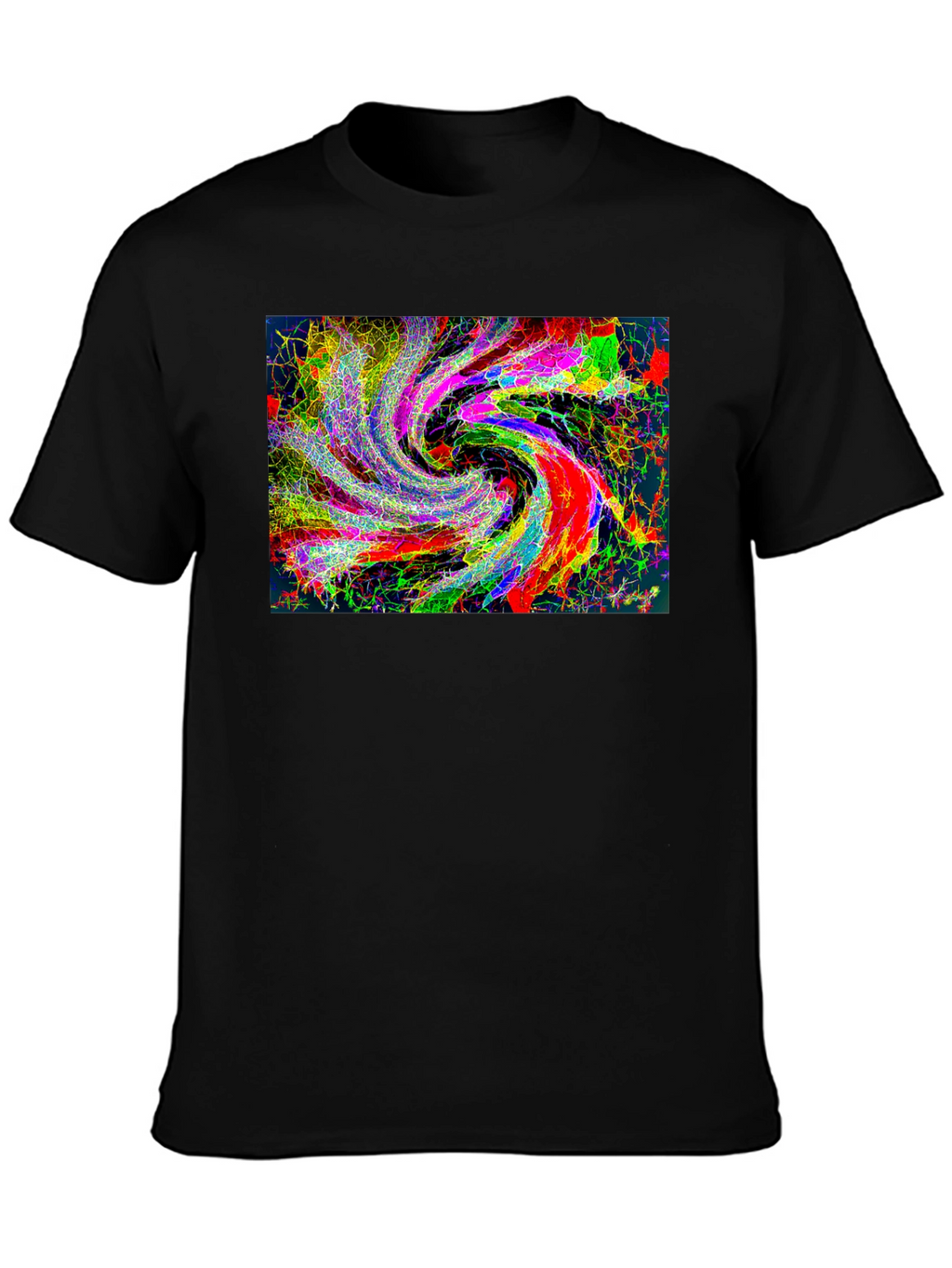 Abstract Swirl Graphic Black T-Shirt