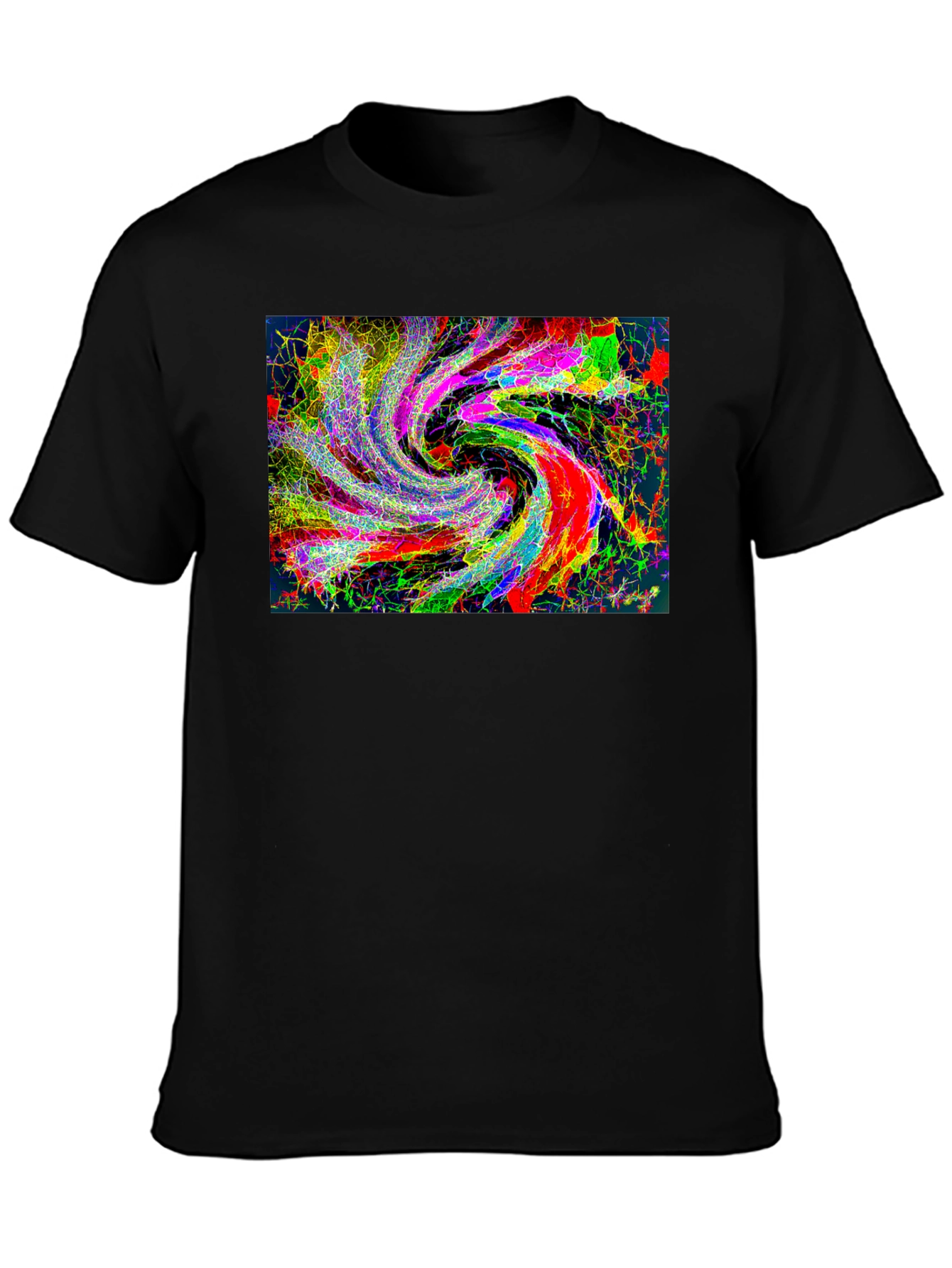 Abstract Swirl Graphic Black T-Shirt
