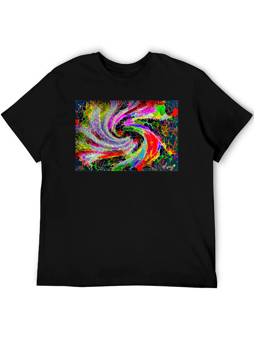 Abstract Swirl Graphic Black T-Shirt