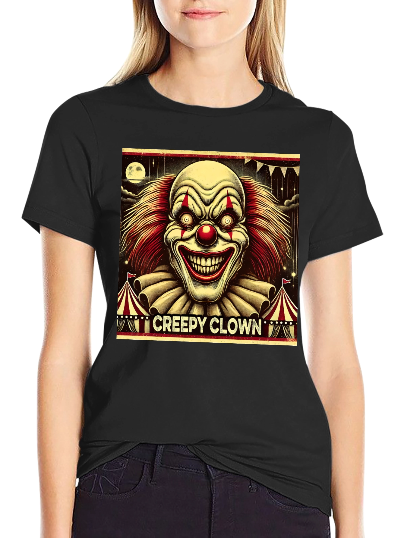 Creepy Clown Graphic Tee - Horror Circus T-Shirt