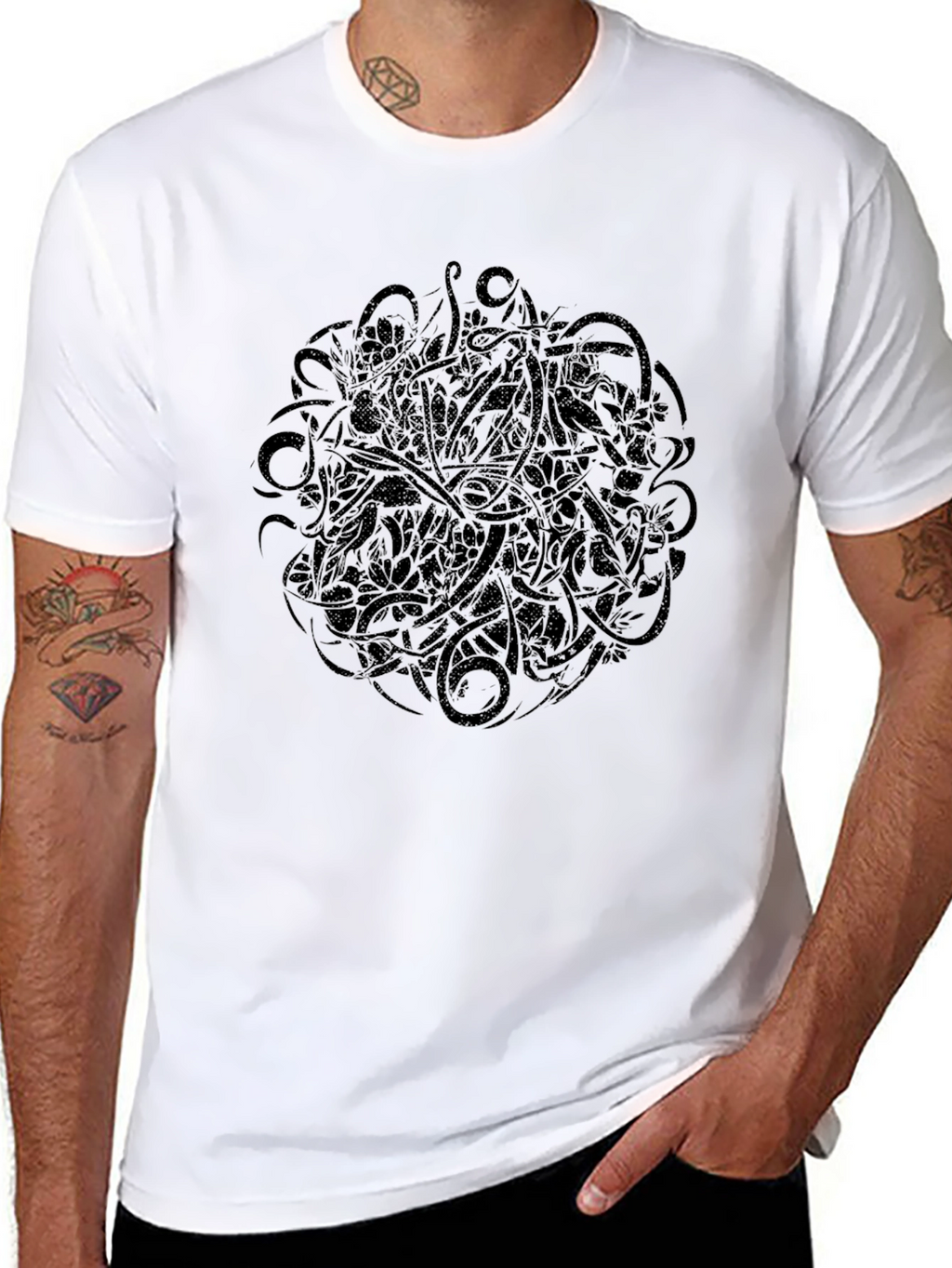 Abstract Black Graphic Print T-Shirt
