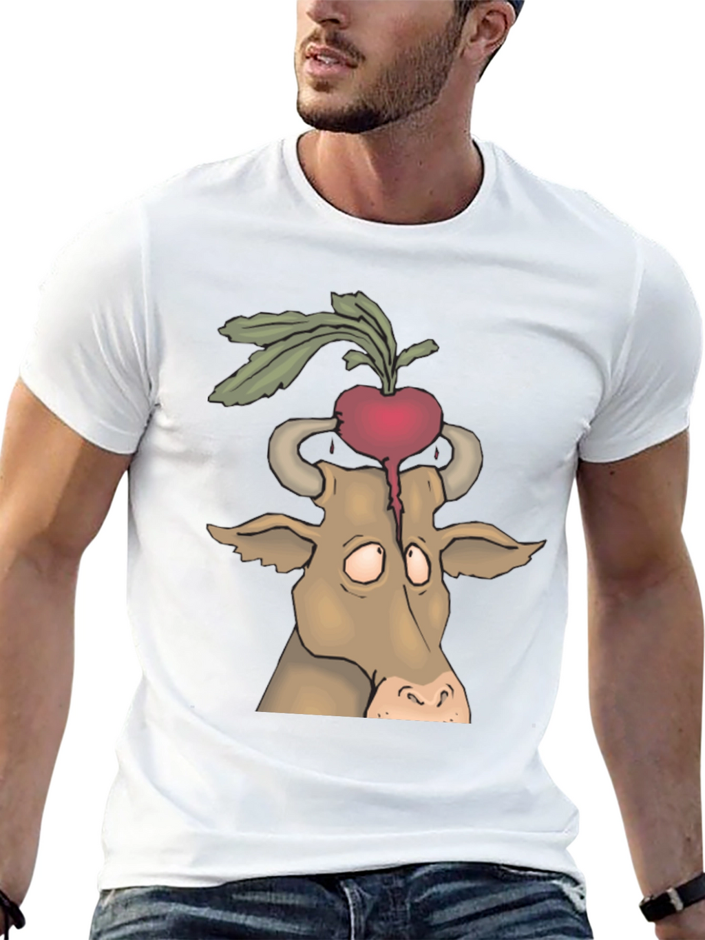 Beet Head Cow Graphic Tee - Unique Animal T-Shirt