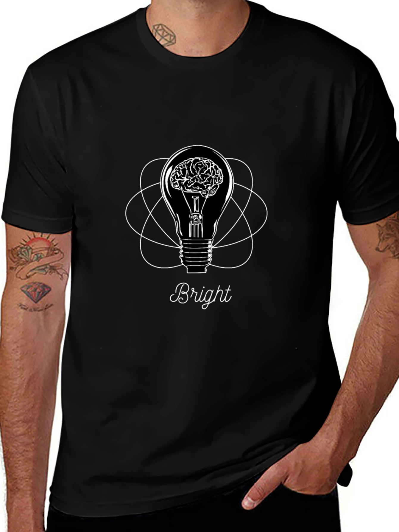 Bright Idea Graphic T-Shirt - Brain Lightbulb Design
