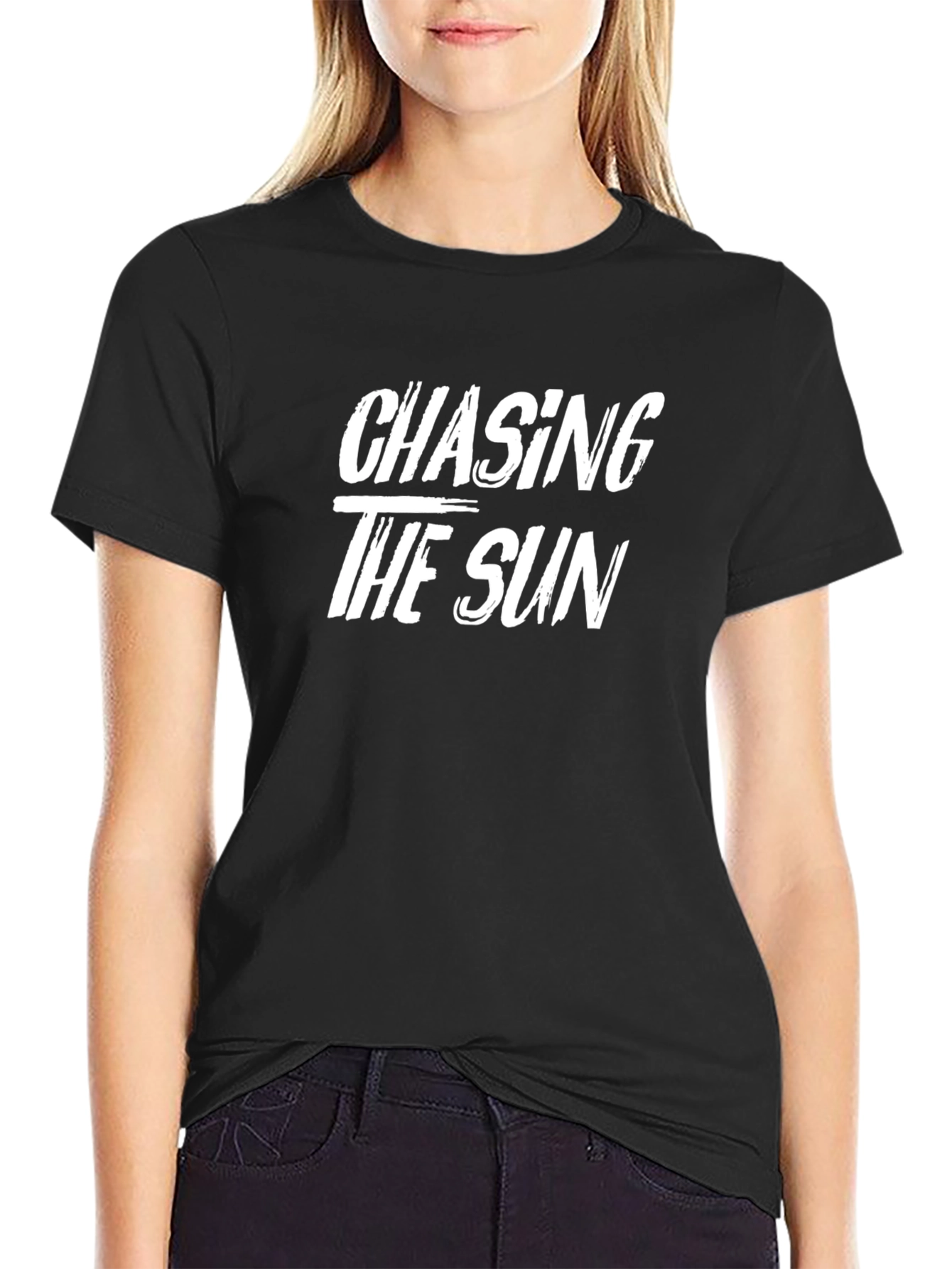Chasing The Sun Graphic T-Shirt - Casual Black Tee