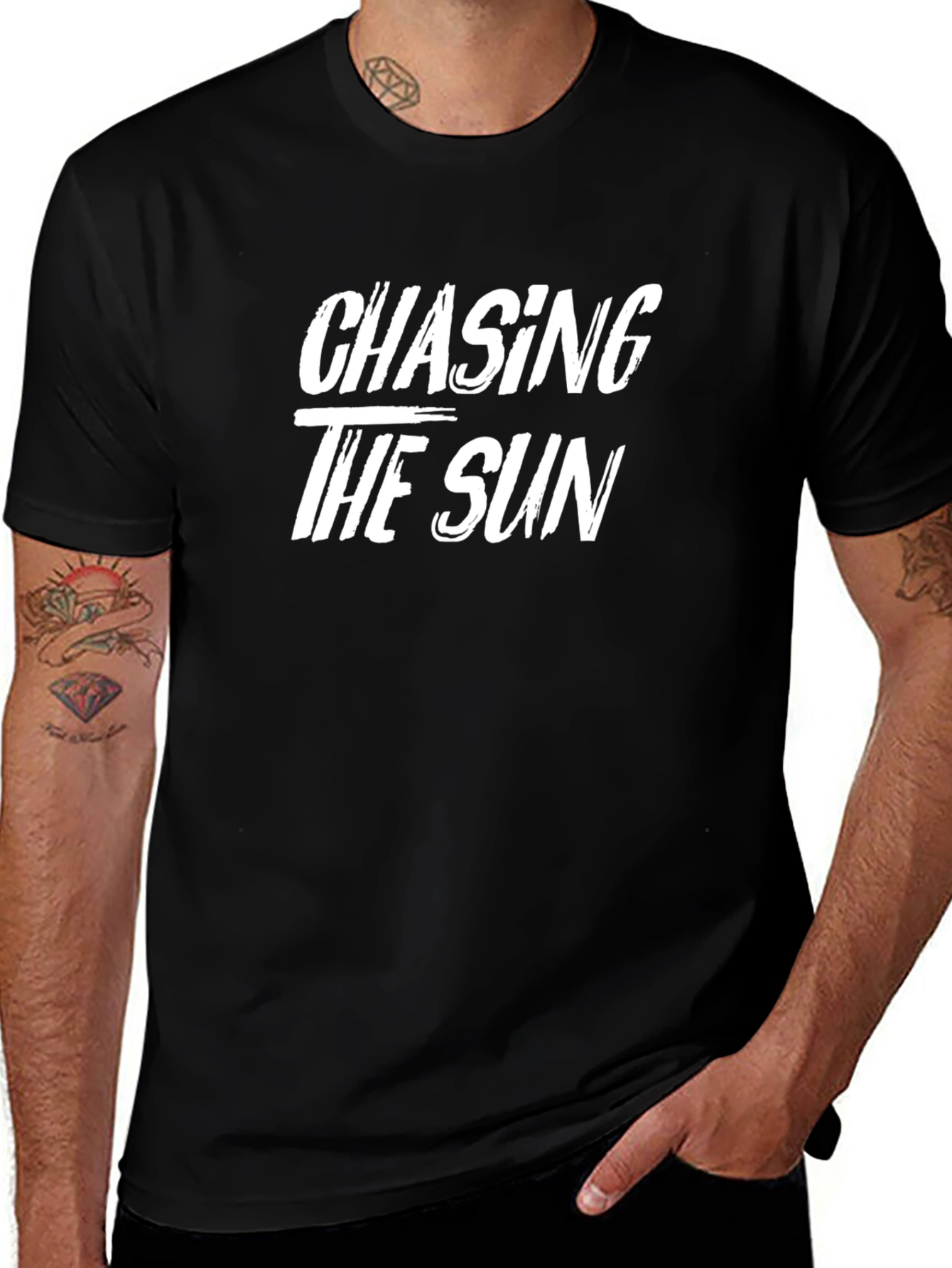 Chasing The Sun Graphic T-Shirt - Casual Black Tee