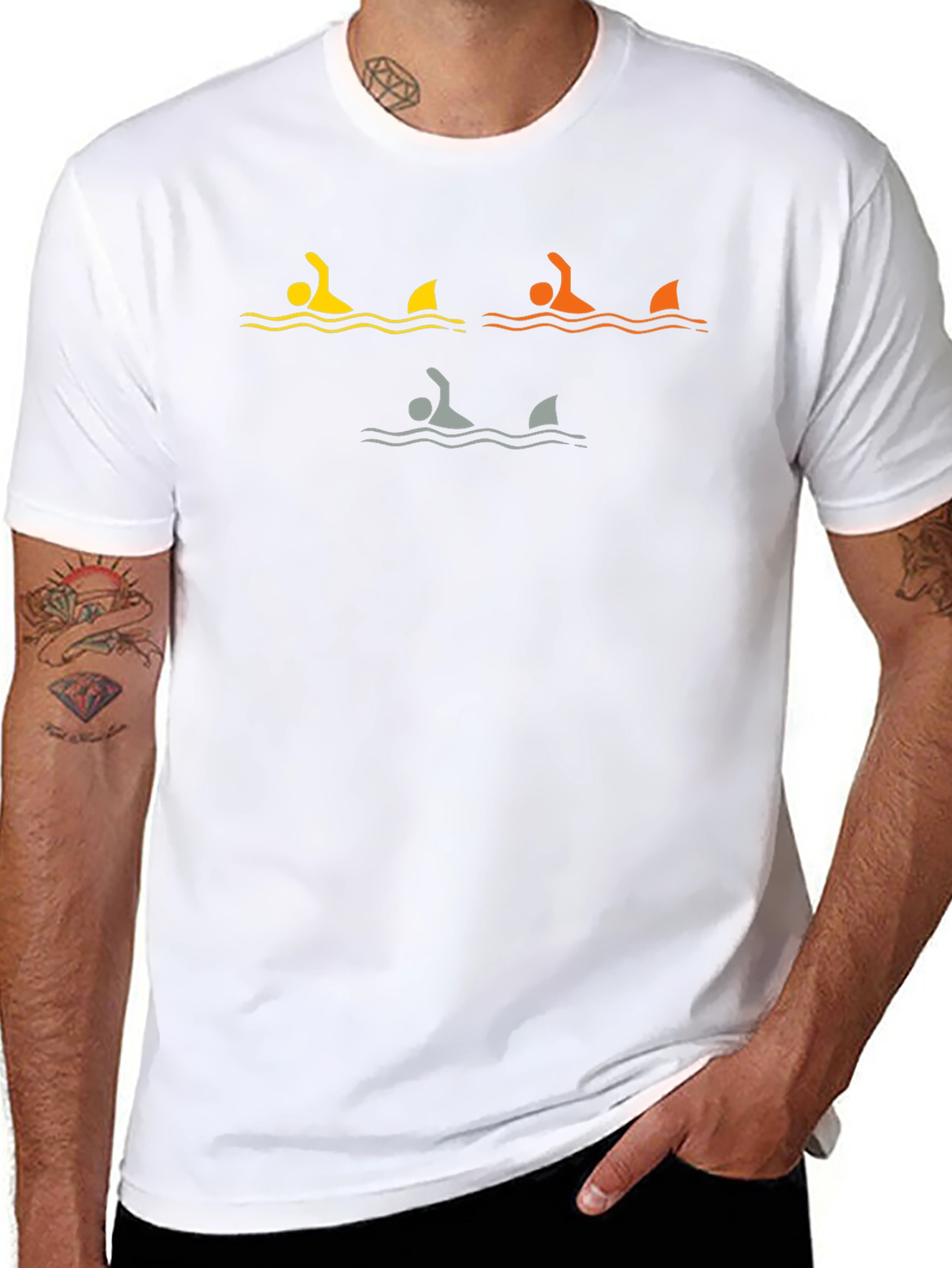 Swimmer Shark Humor T-Shirt - Black Graphic Tee