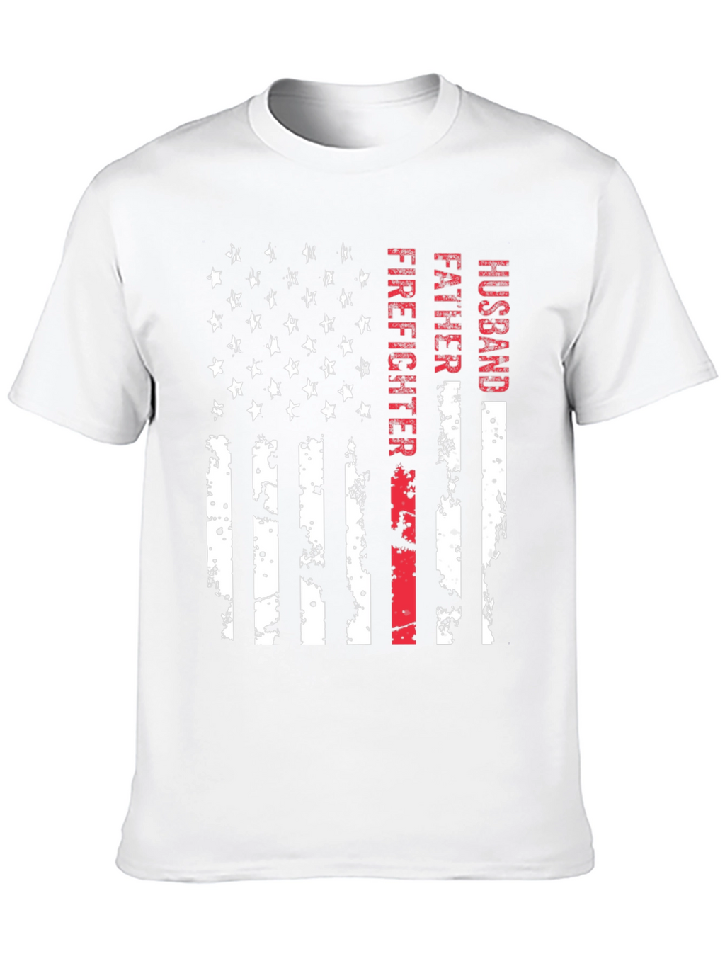 Firefighter Husband Father American Flag T-Shirt