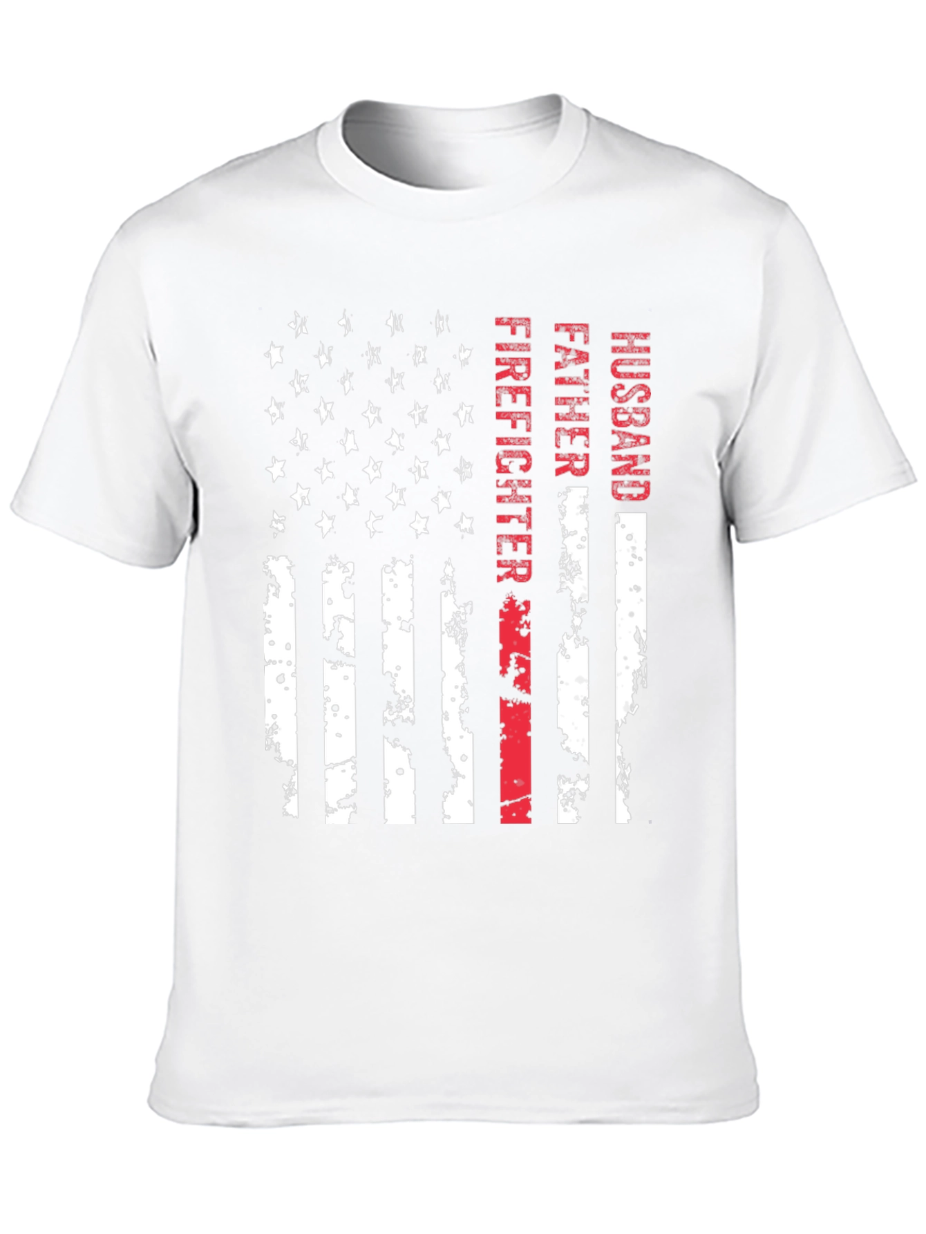 Firefighter Husband Father American Flag T-Shirt