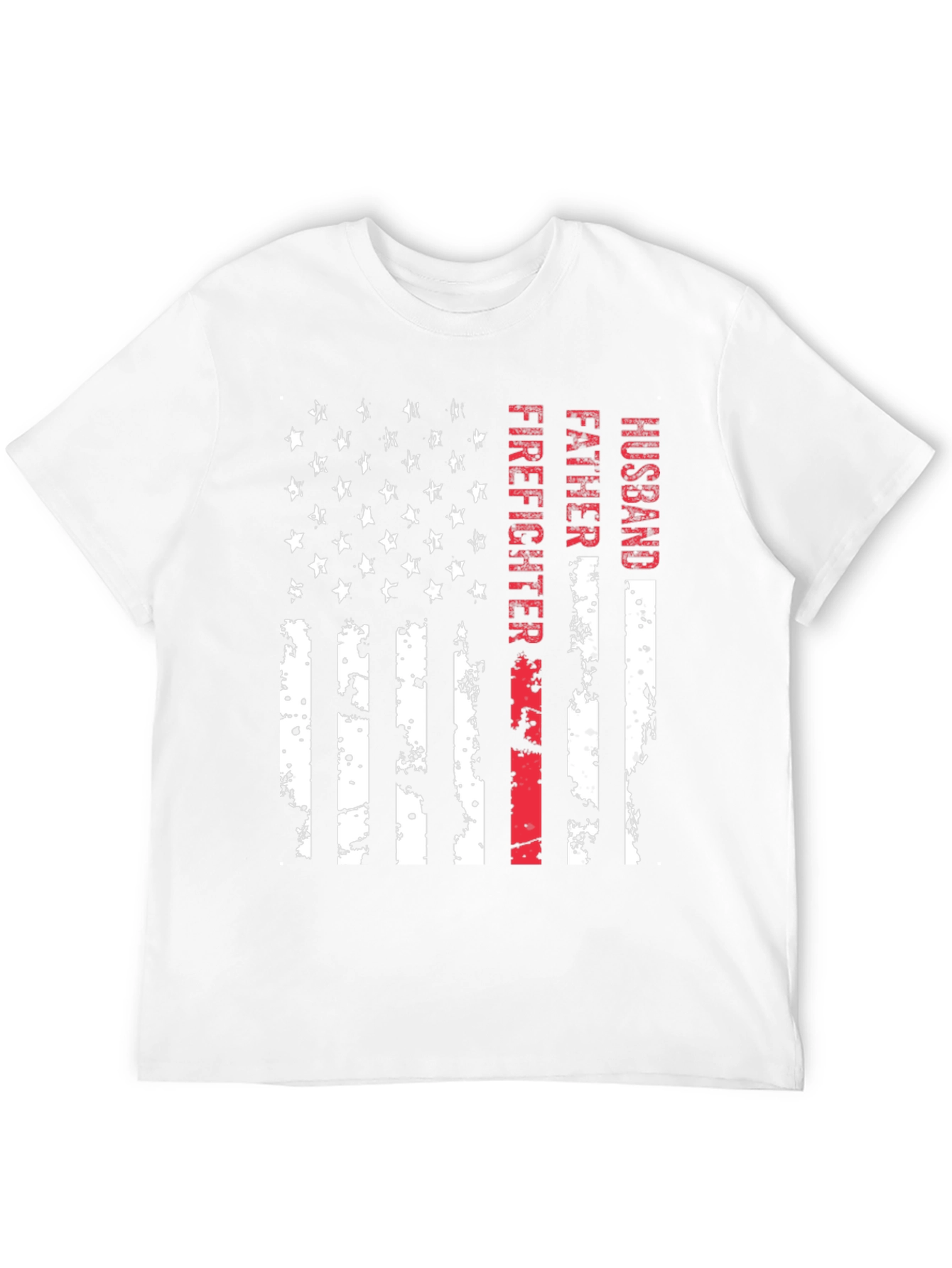 Firefighter Husband Father American Flag T-Shirt
