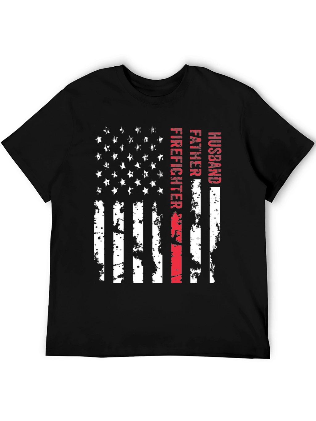 Firefighter Husband Father American Flag T-Shirt