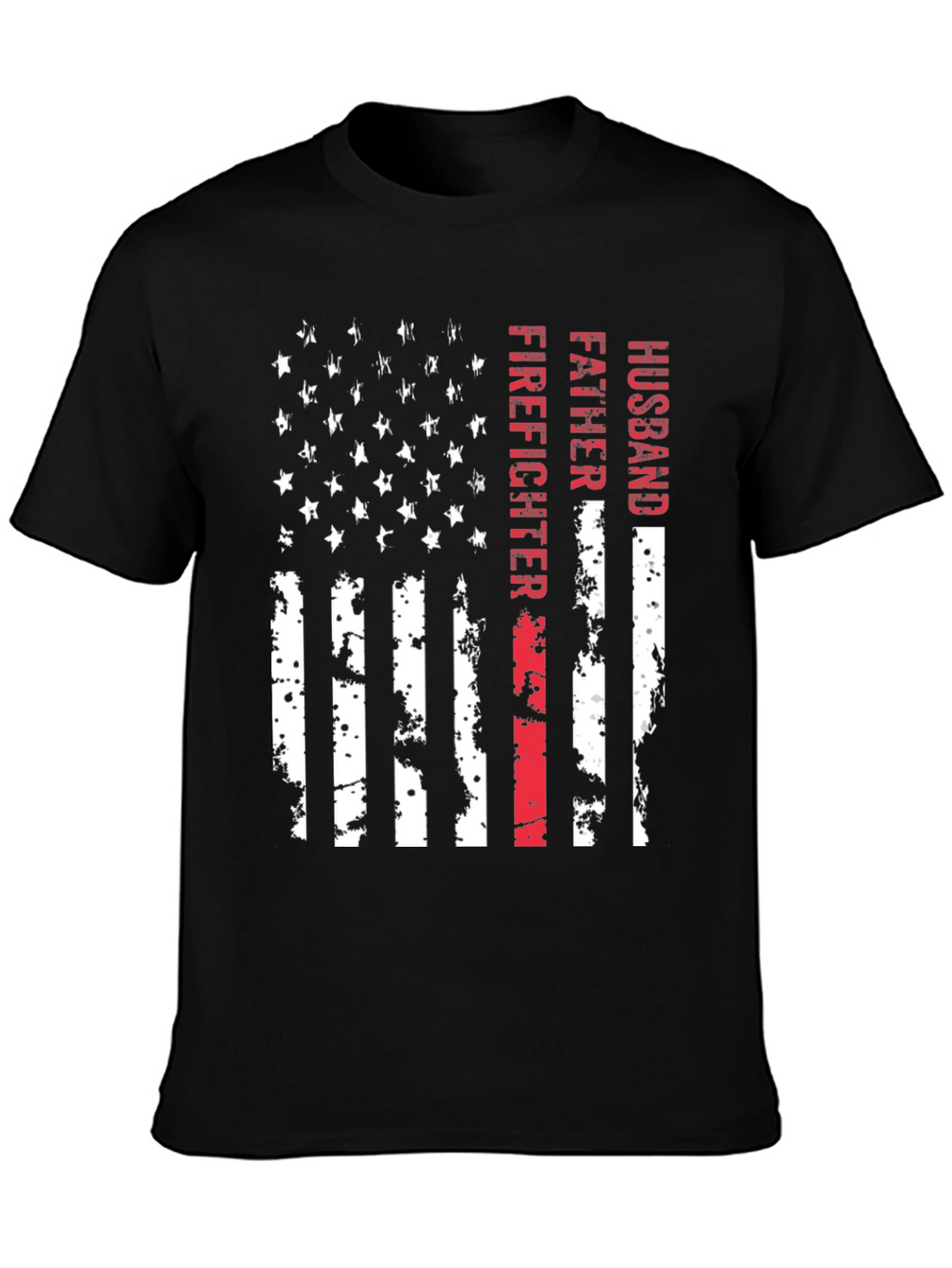 Firefighter Husband Father American Flag T-Shirt