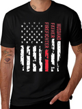 Firefighter Husband Father American Flag T-Shirt