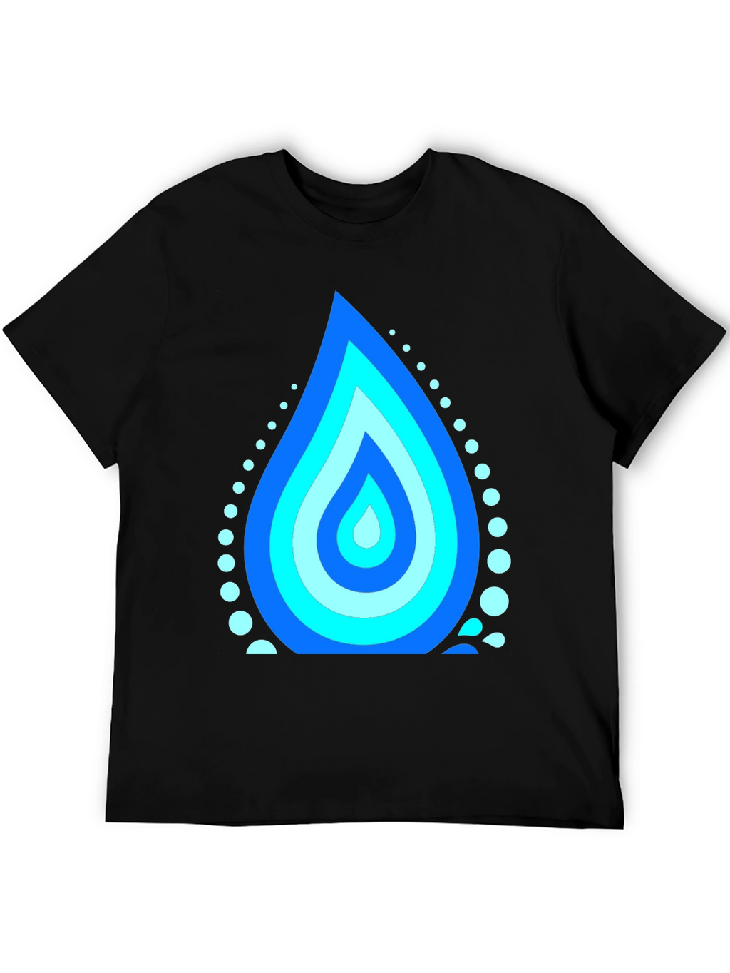 Blue Water Drop Graphic Black T-Shirt