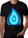 Blue Water Drop Graphic Black T-Shirt