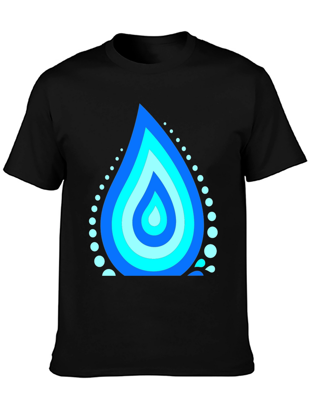 Blue Water Drop Graphic Black T-Shirt