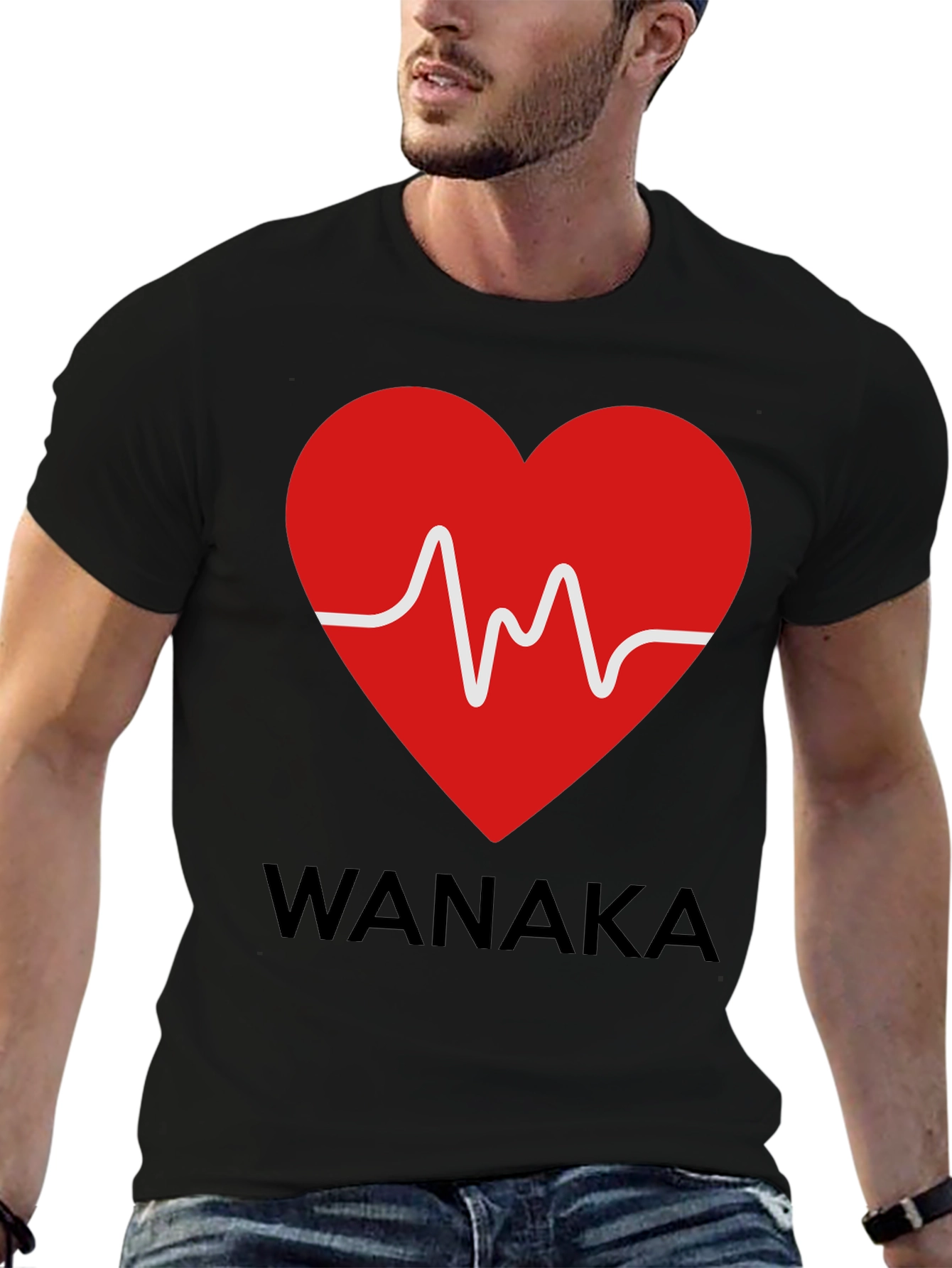 Wanaka Heartbeat T-Shirt - Stylish Black Tee