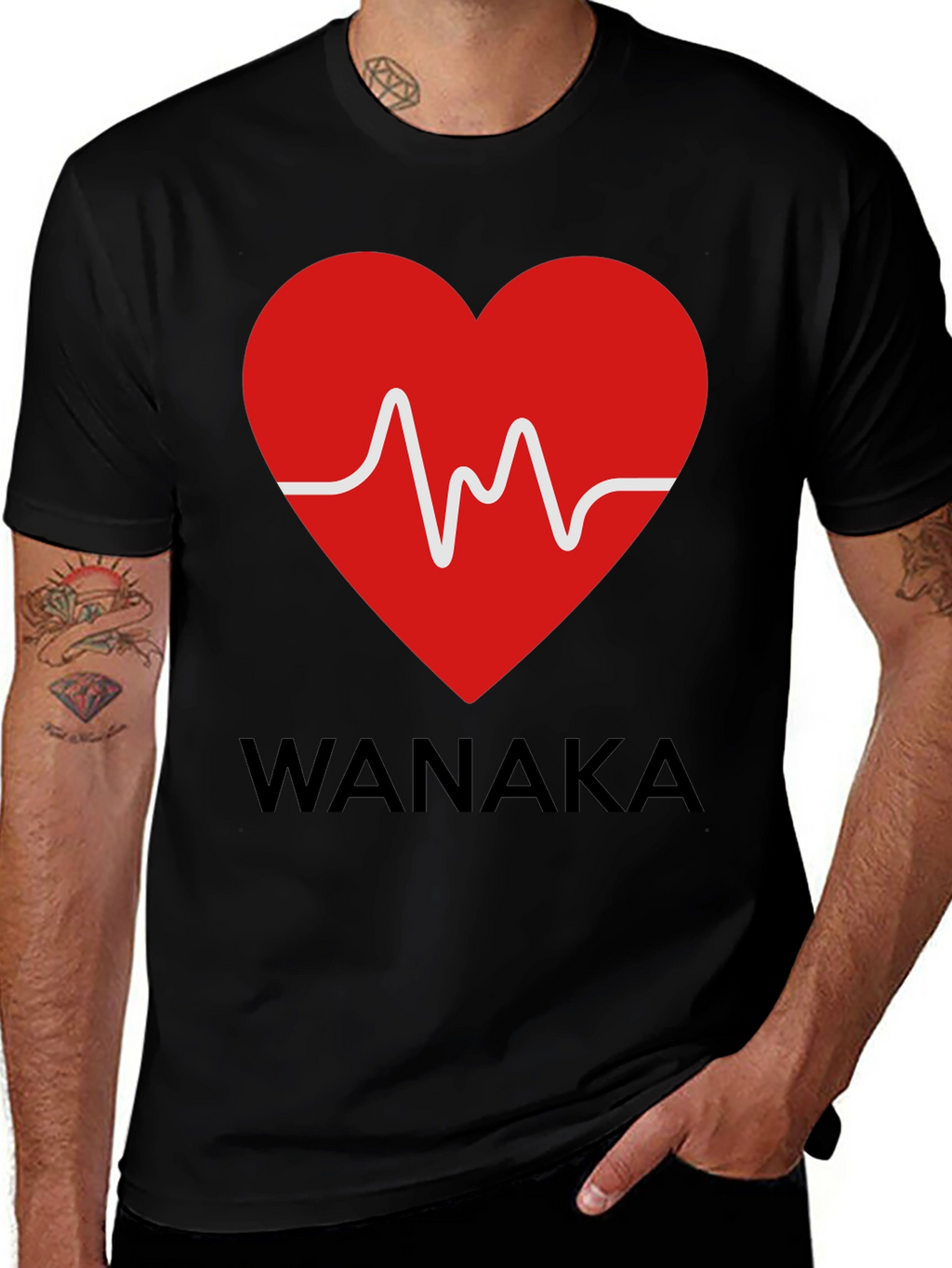 Wanaka Heartbeat T-Shirt - Stylish Black Tee