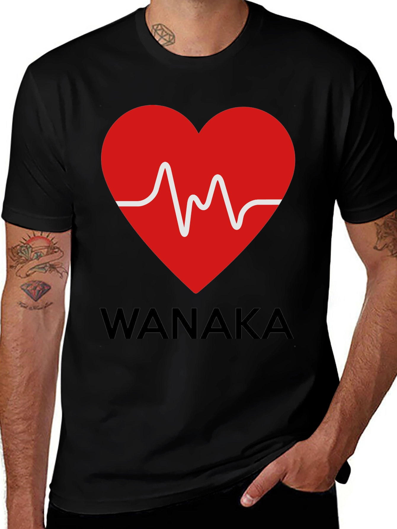 Wanaka Heartbeat T-Shirt - Stylish Black Tee