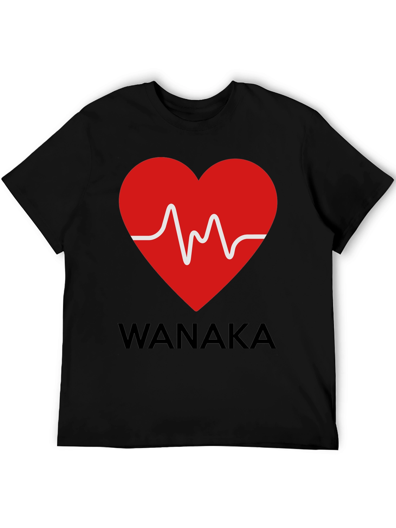 Wanaka Heartbeat T-Shirt - Stylish Black Tee